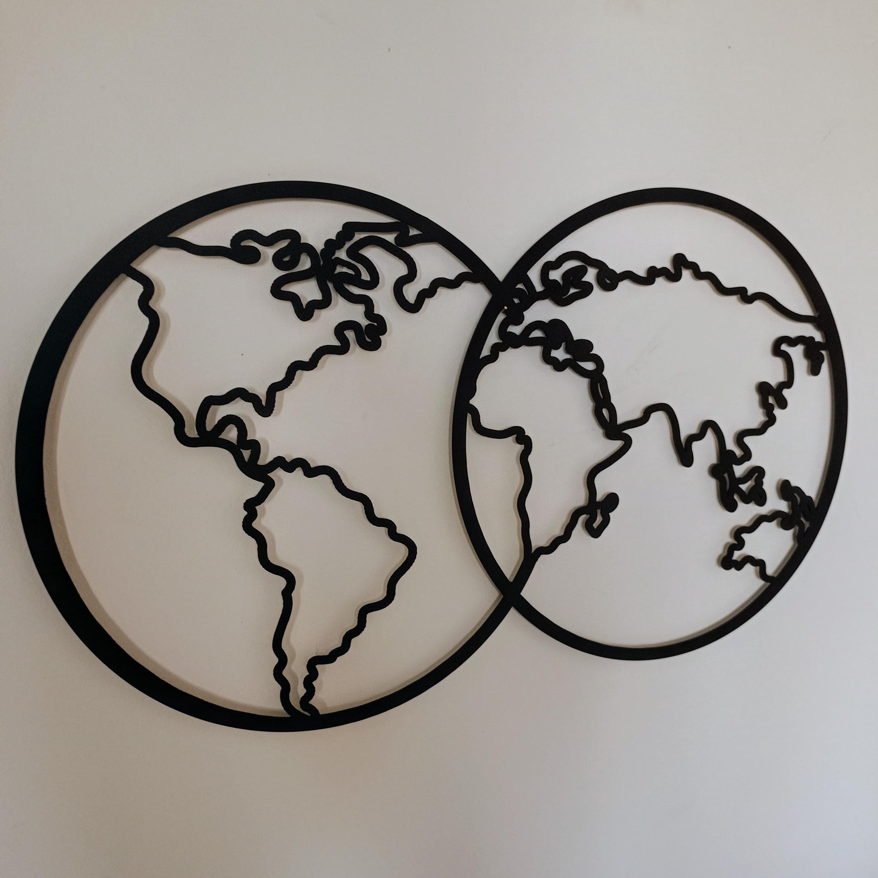 Minimalist Metal World Map Wall Art - Cabin Wall Decor - Travel Lovers Gift