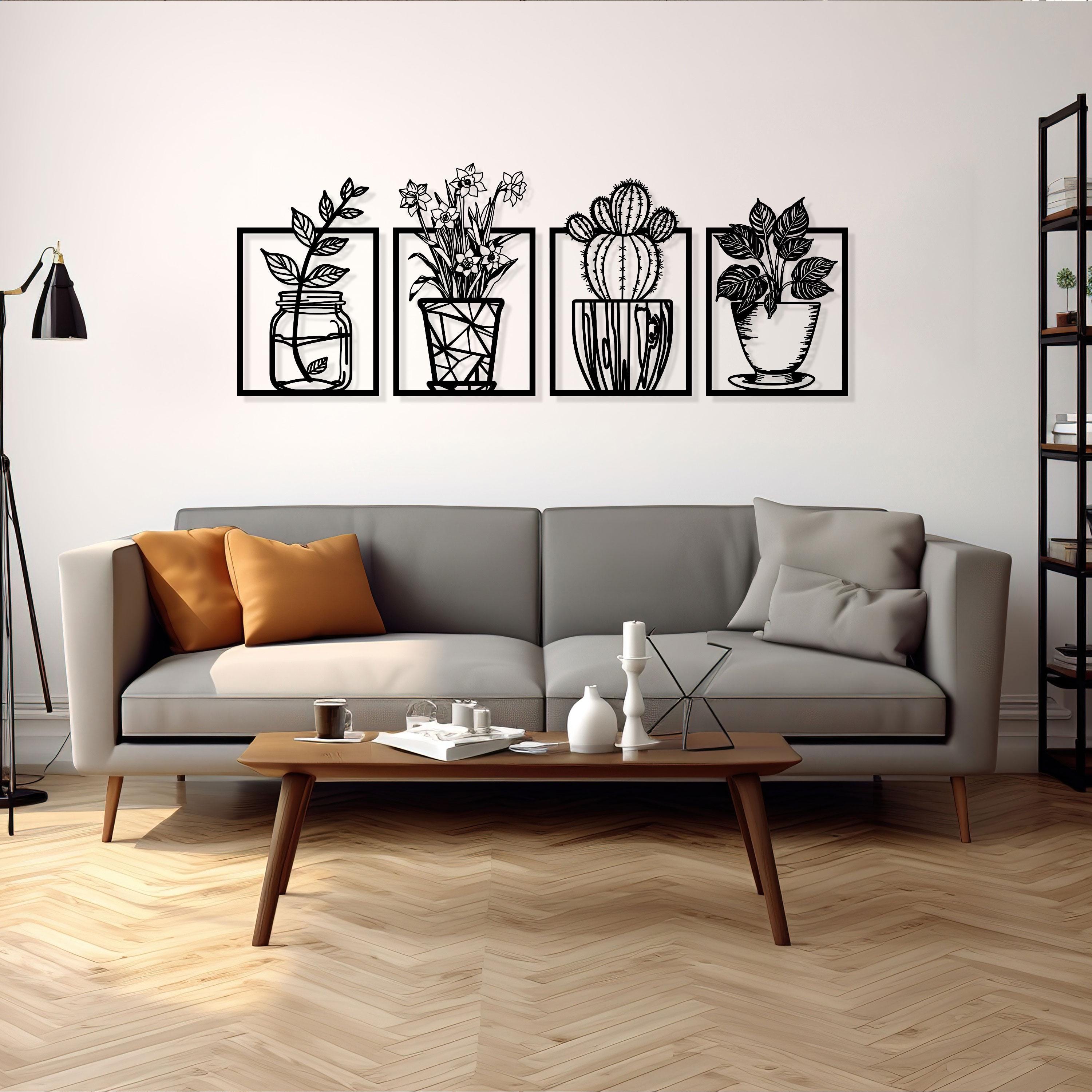 Floral Metal Wall Art Set - Botanical Home Decor - Flowers Lovers Gift