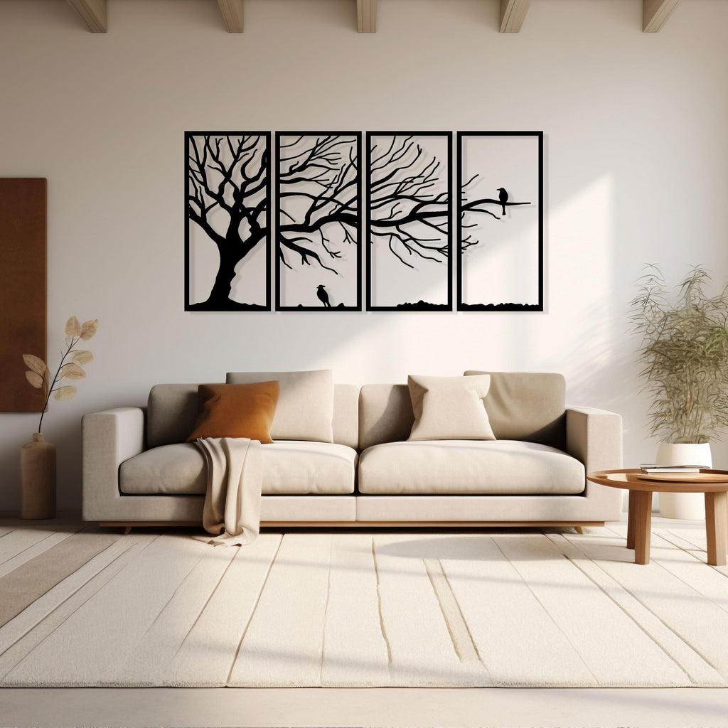 Tree of Life Metal Wall Art - Modern Living Room Decor - Tree Branch Lovers Gift