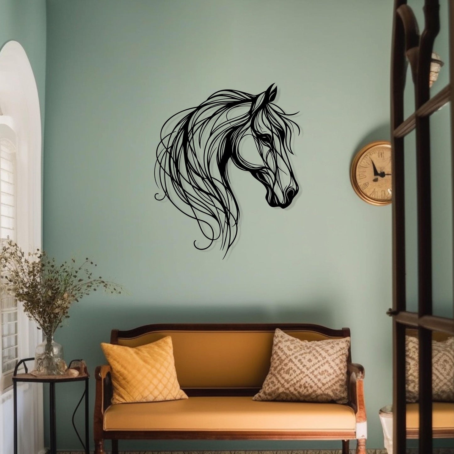 Horse Metal Line Art, Horse Lovers Gift, Bathroom Metal Wall Decor, Unique Birthday Gift, Livingroom Metal Wall Art, Valentine's Day gift