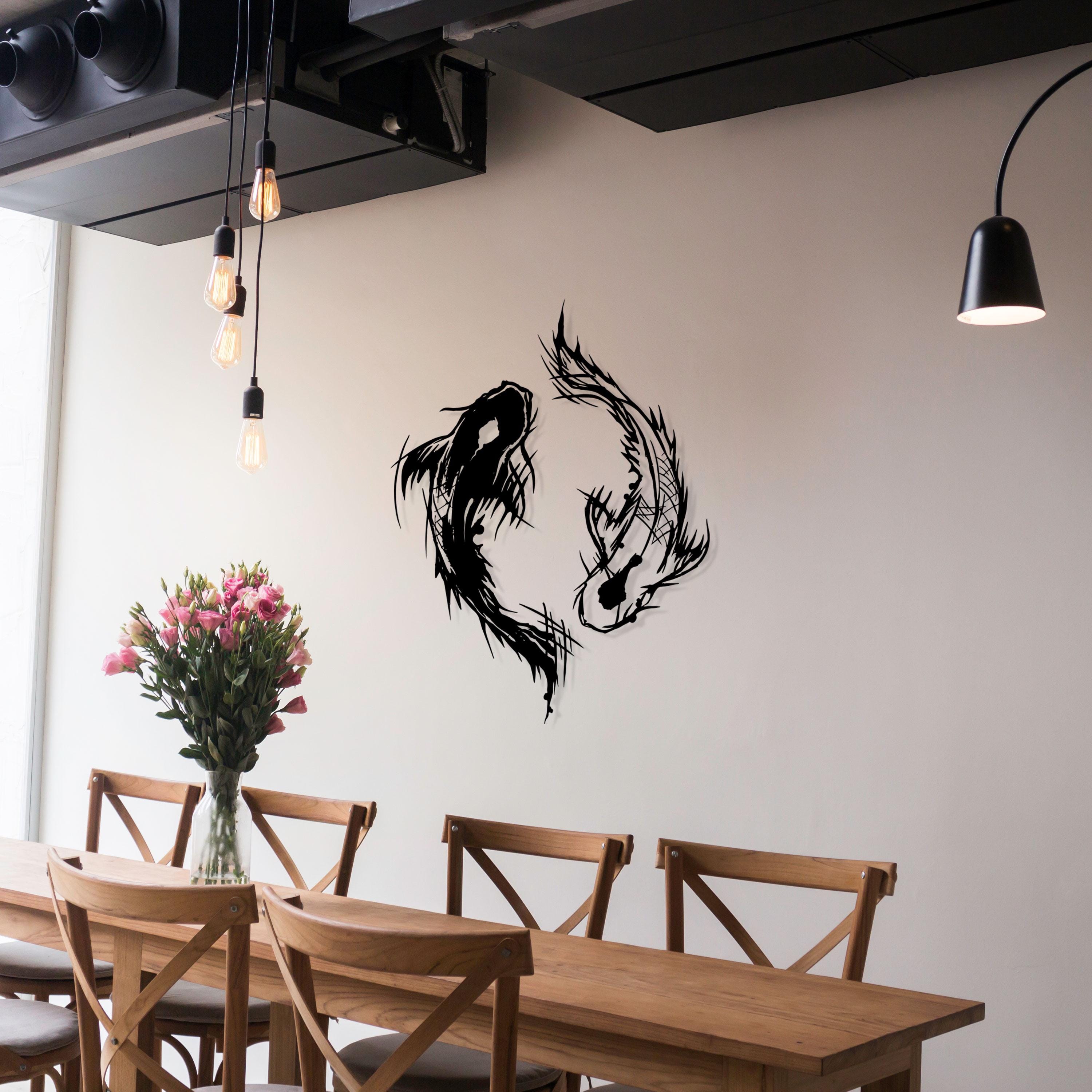 Yin Yang Koi Fish Metal Wall Art - Zen Home Decor - Yoga Lovers Gift