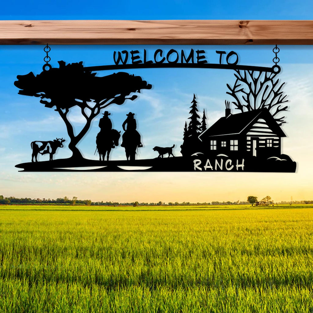 Personalized Metal Tree Farm House Entry Sign, Custom Metal Horse Ranch Name Sign, Unique Anniversary Gift, Gift For Family, Gift for Family