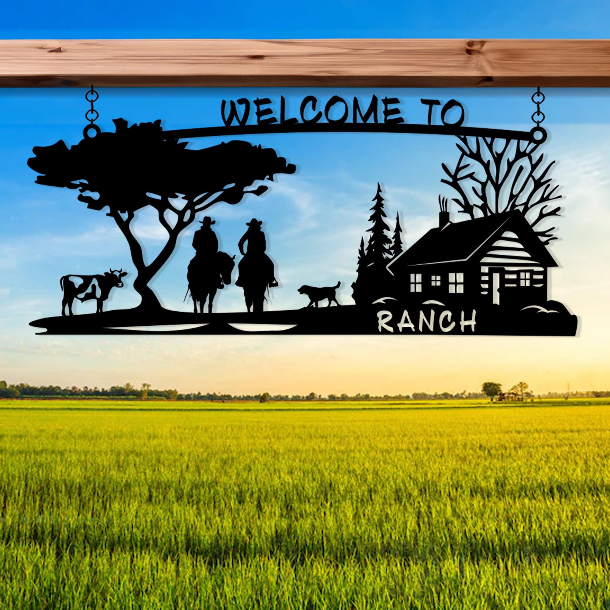 Personalized Metal Tree Farm House Entry Sign, Custom Metal Horse Ranch Name Sign, Unique Anniversary Gift, Gift For Family, Gift for Family