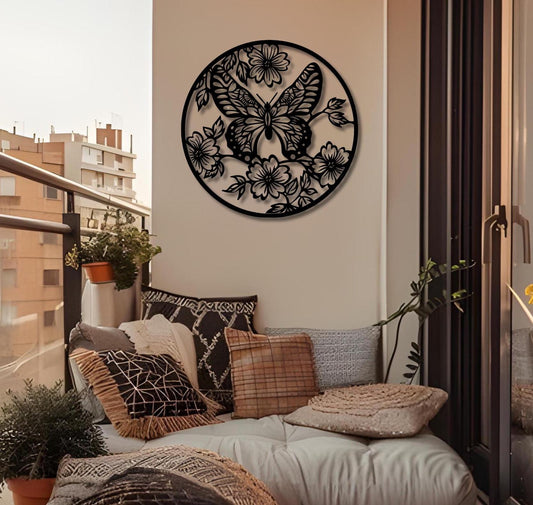Butterfly Metal Wall Art, Home Garden Metal Wall Art, Unique Birthday Gift, Bathroom Metal Wall Decor, Porch Metal Wall Art, Gift for Her