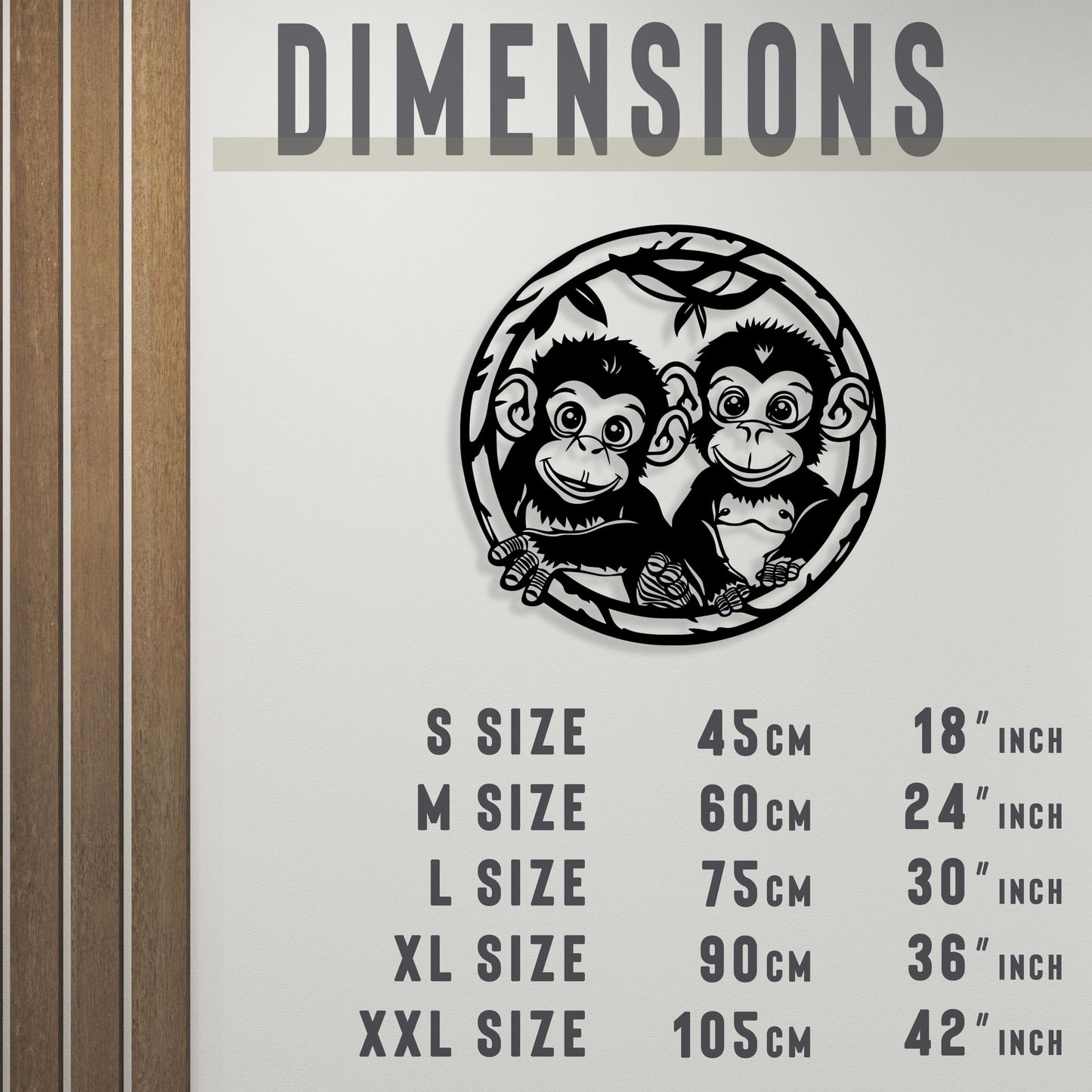 Monkey Metal Wall Art, Childroom Metal Wall Art, Birthday Gift, Playroom Decor, Porch Metal Wall Art, Gift for Her, Jungle Animal Wall Decor