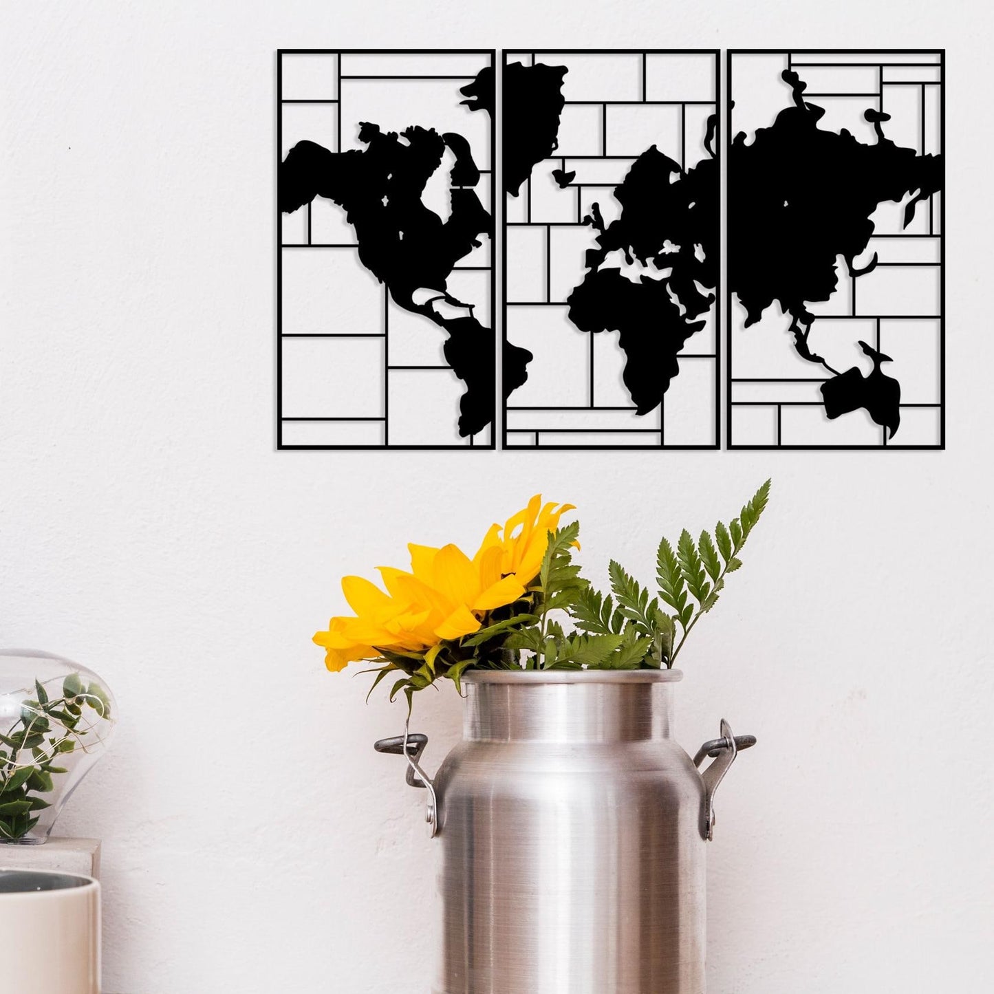 Metal World Map Wall Art, Modern Office Metal Wall Decor, Travel Lover Gift, Large Metal Wall Art, Unique Housewarming Gift, Birthday Gift