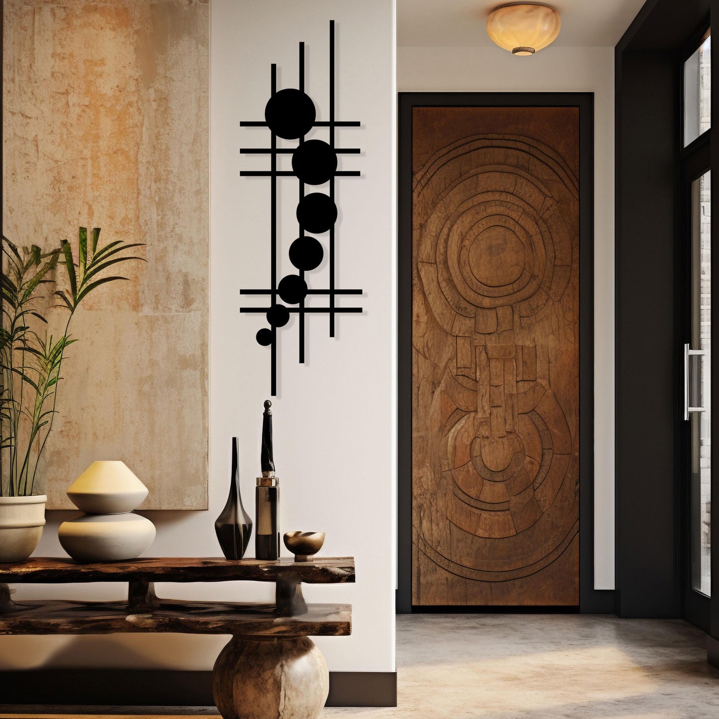 Modern Geometric Metal Wall Art, Abstract Vertical Wall Decor, Home Entry Wall Art, Minimalist Metal Sculpture, Unique Housewarming Gift