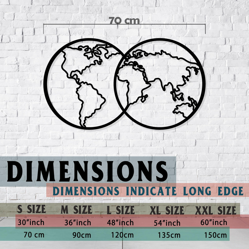 Minimalist Metal World Map Wall Art - Cabin Wall Decor - Travel Lovers Gift