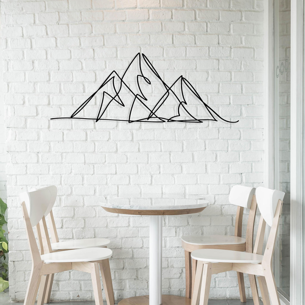 Modern Mountain Metal Line Art - Minimalist Metal Home Wall Decor - Unique Birthday Gift