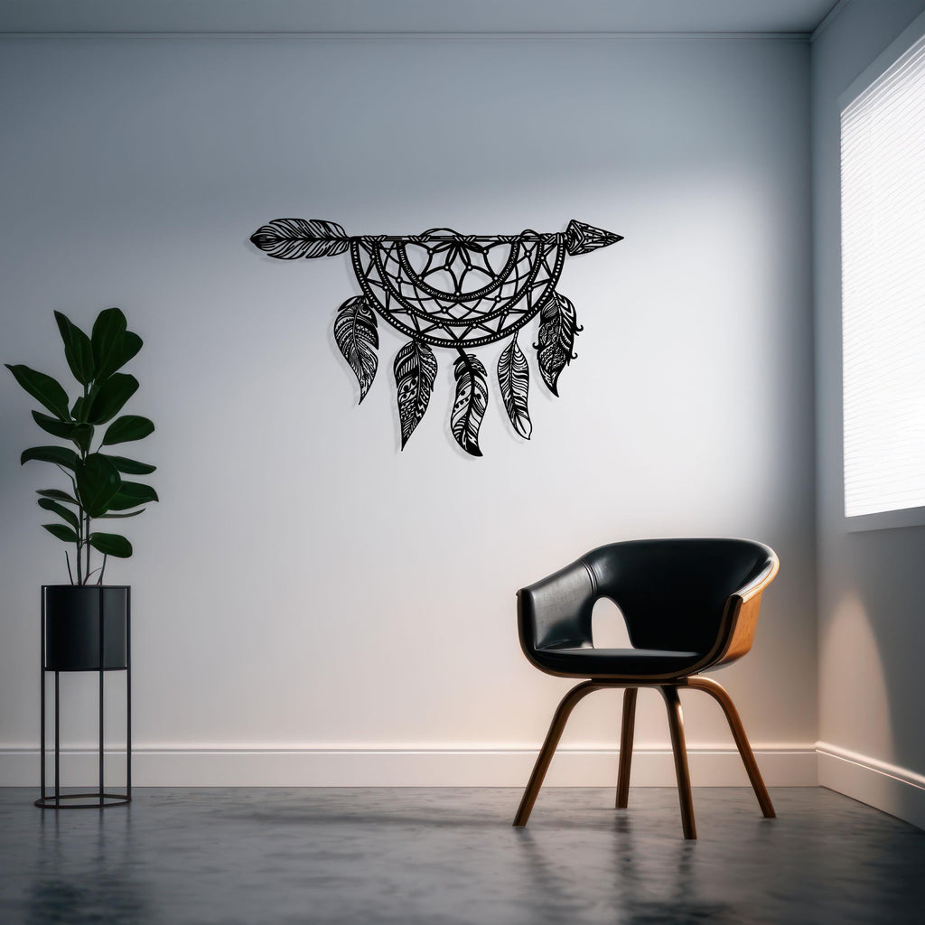 Arrow Dreamcatcher Metal Wall Art, Unique Birthday Gift, Unique Boho Metal Decor, Headboard Wall Art, Gift for Her, Arrow Metal Home Decor