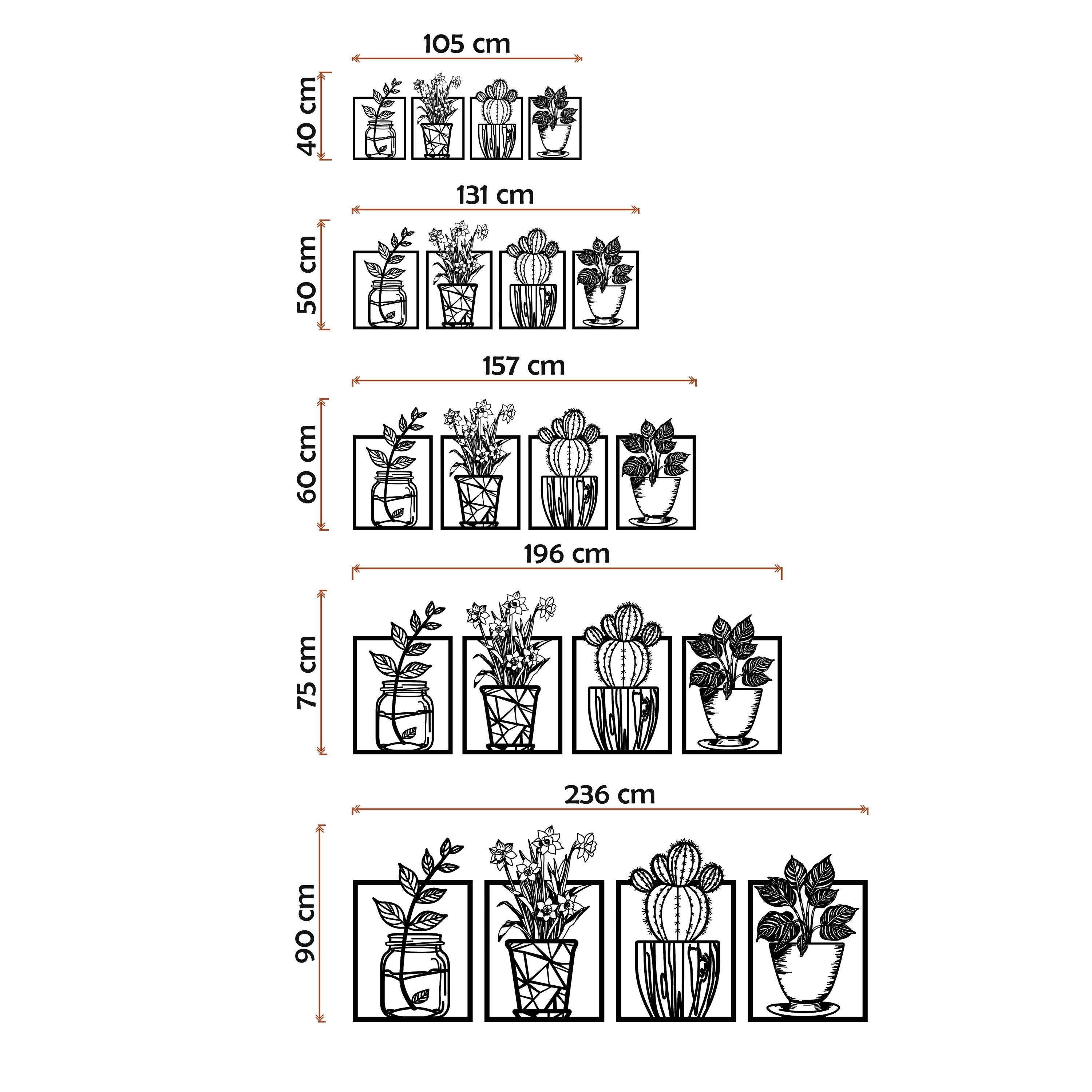 Floral Metal Wall Art Set - Botanical Home Decor - Flowers Lovers Gift