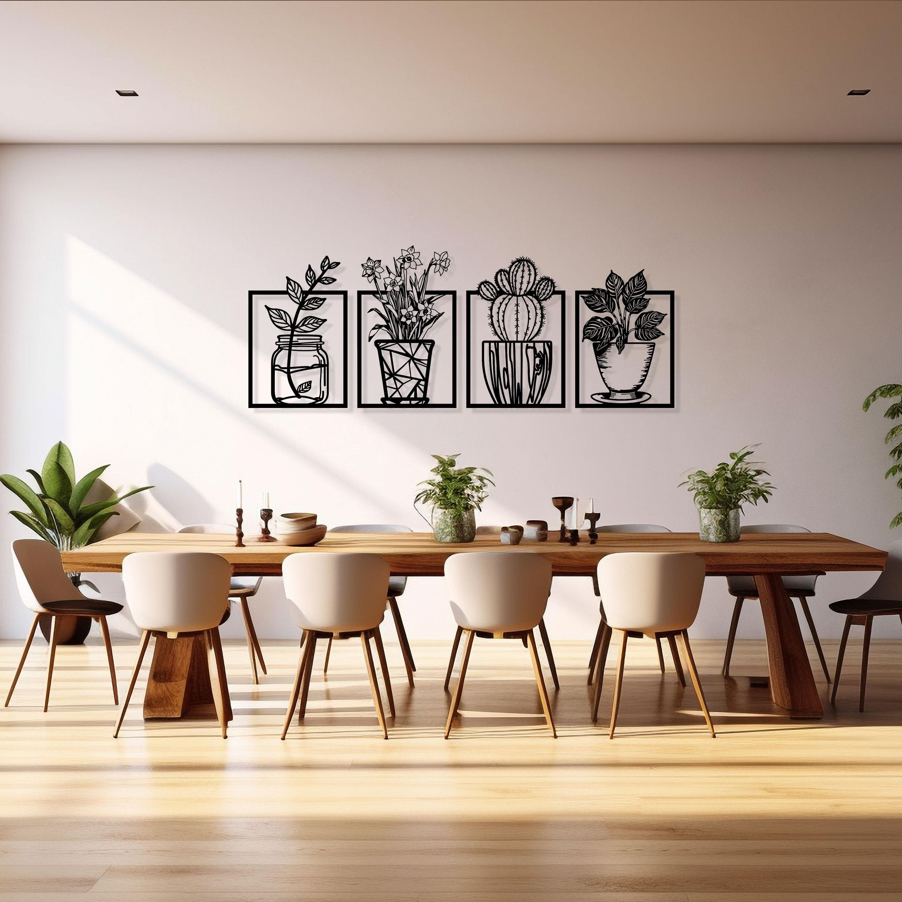 Floral Metal Wall Art Set - Botanical Home Decor - Flowers Lovers Gift