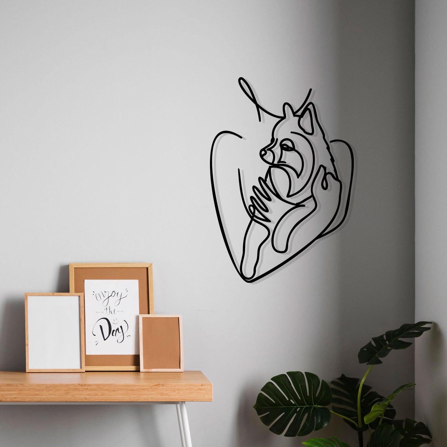 Woman Holding Husky Metal Wall Art, Husky Lovers Metal Wall Decor, Husky Lovers Gift, Housewarming Gift, Husky Home Metal Line Wall Decor