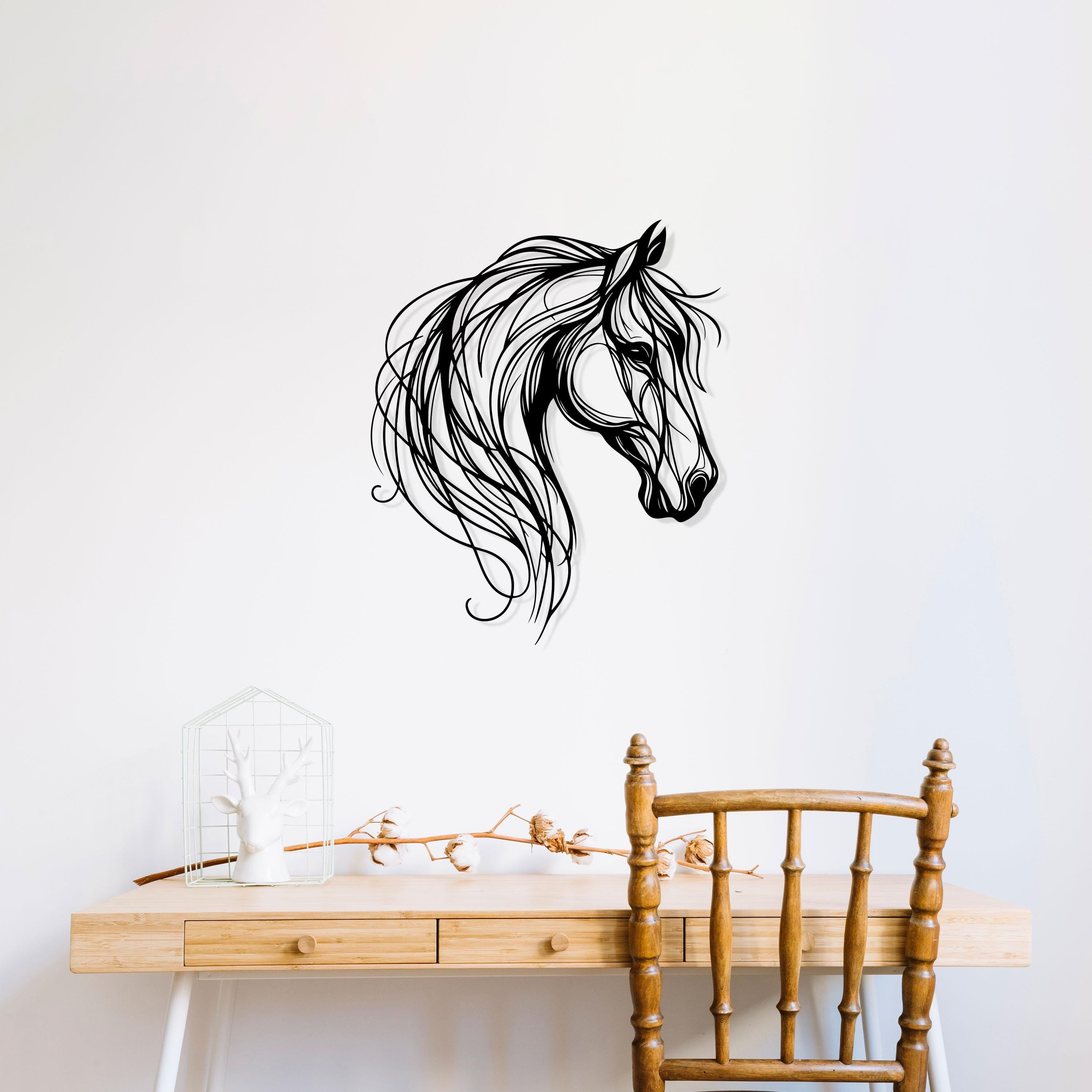 Horse Metal Line Art, Horse Lovers Gift, Bathroom Metal Wall Decor, Unique Birthday Gift, Livingroom Metal Wall Art, Valentine's Day gift