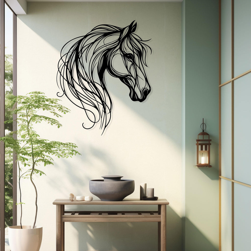 Horse Metal Line Art, Horse Lovers Gift, Bathroom Metal Wall Decor, Unique Birthday Gift, Livingroom Metal Wall Art, Valentine's Day gift