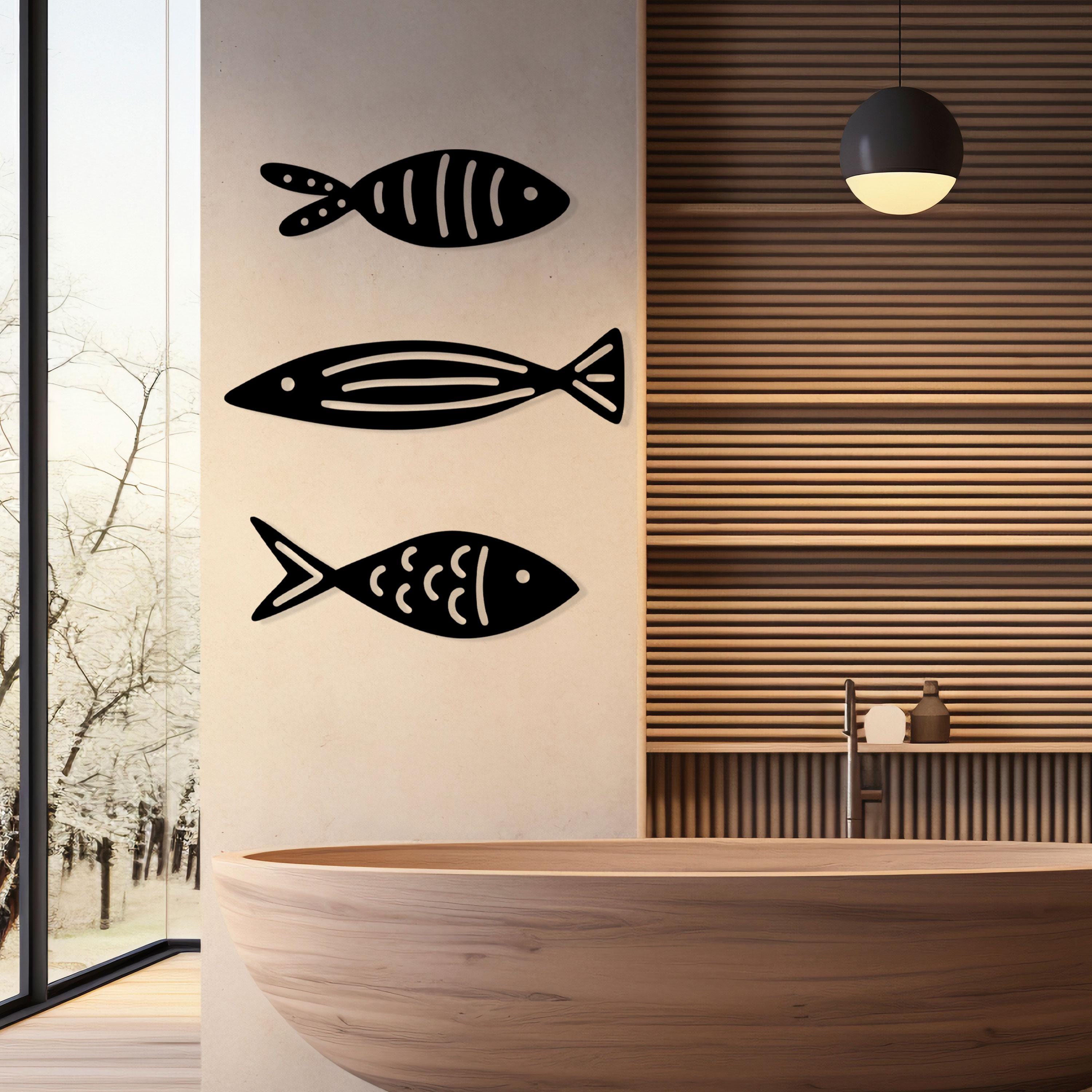 Fish Metal Wall Art - Coastal Nautical Home Decor - Unique Ocean Themed Gift