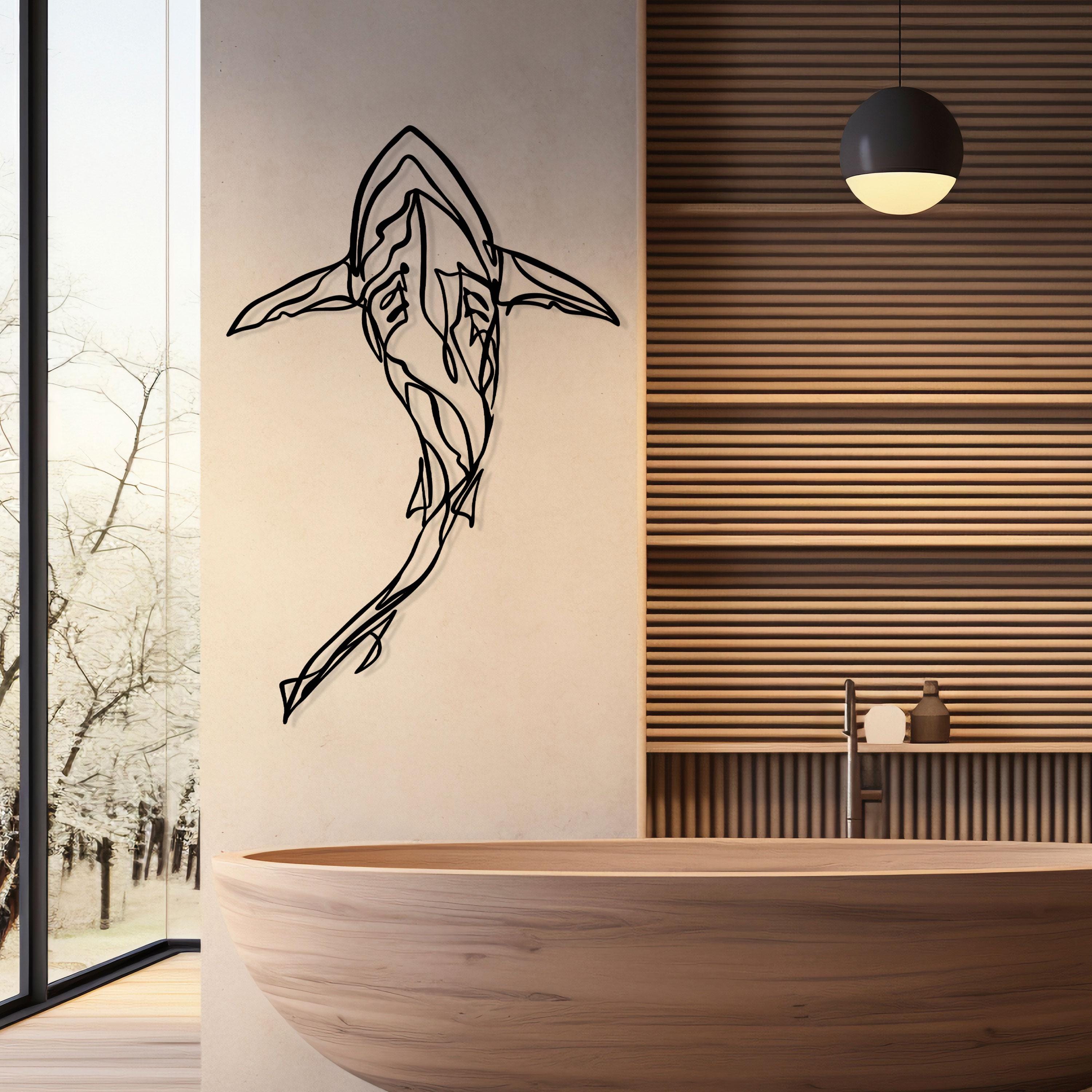 Shark Metal Line Art - Ocean Theme Wall Decor - Sea Lovers Gift