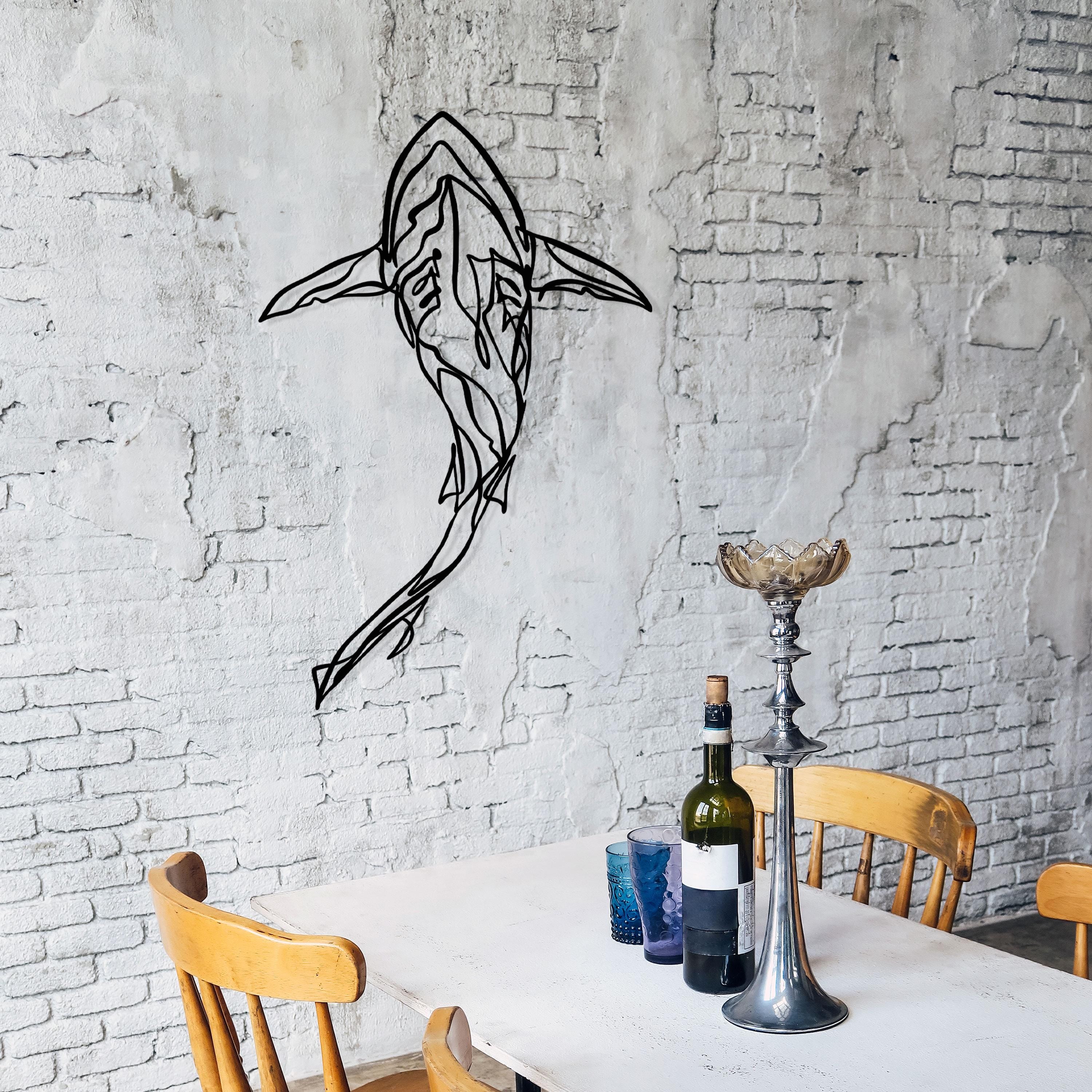 Shark Metal Line Art - Ocean Theme Wall Decor - Sea Lovers Gift