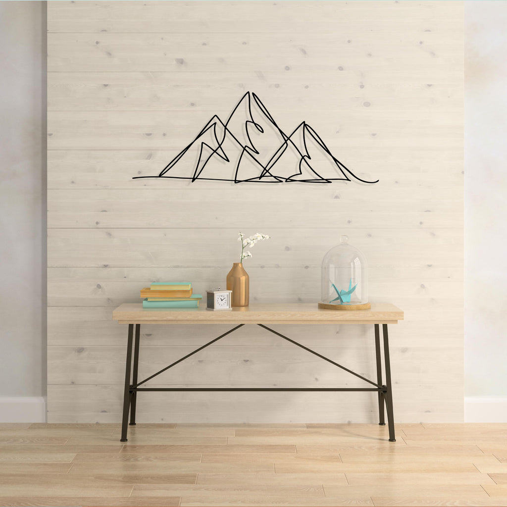 Modern Mountain Metal Line Art - Minimalist Metal Home Wall Decor - Unique Birthday Gift