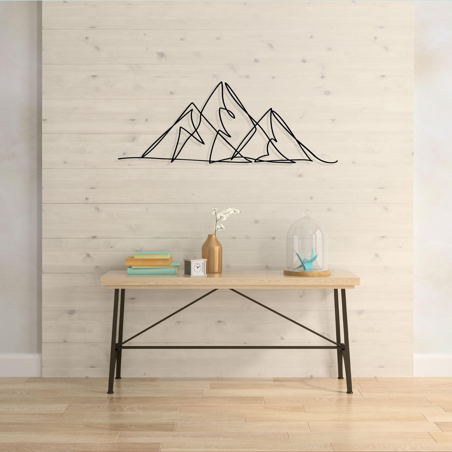 Modern Mountain Metal Line Art, Minimalist Metal Home Decor, Porch Metal Wall Decor, Housewarming Gift, Gift for Her, Unique Birthday Gift