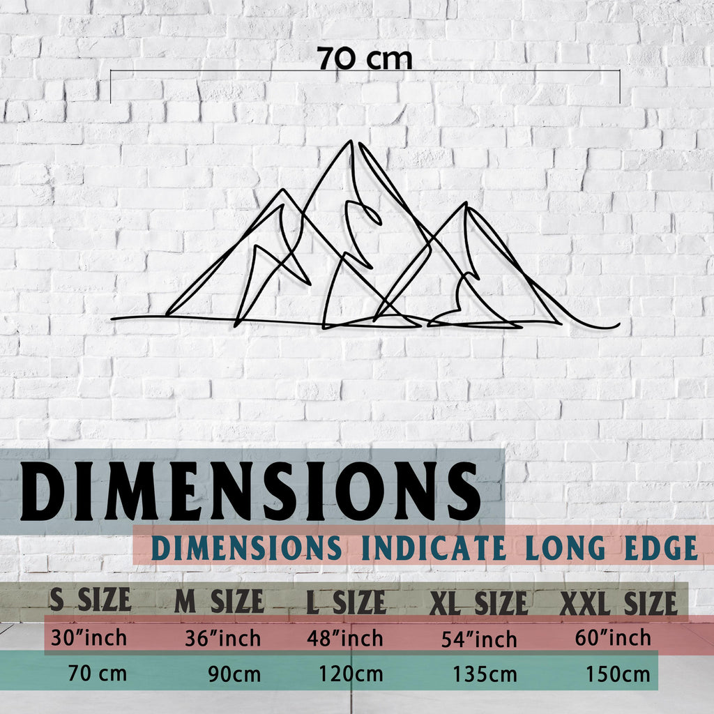 Modern Mountain Metal Line Art - Minimalist Metal Home Wall Decor - Unique Birthday Gift