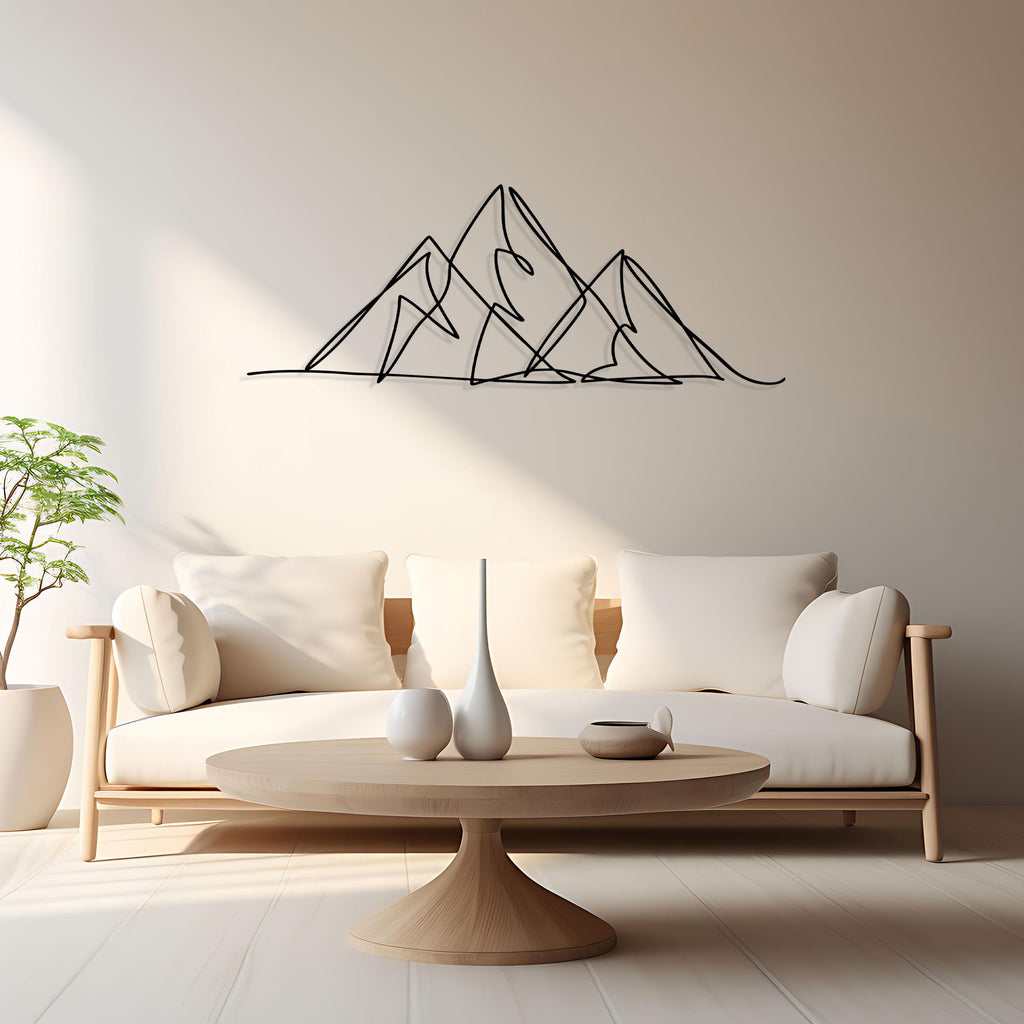 Modern Mountain Metal Line Art - Minimalist Metal Home Wall Decor - Unique Birthday Gift