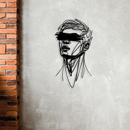 Abstract Metal Wall Art, Minimalist Face Line Art, Modern Home Decor, Iconic Metal Decor, Gift for Her, Game Room Decor, Bar Entry Wall Art