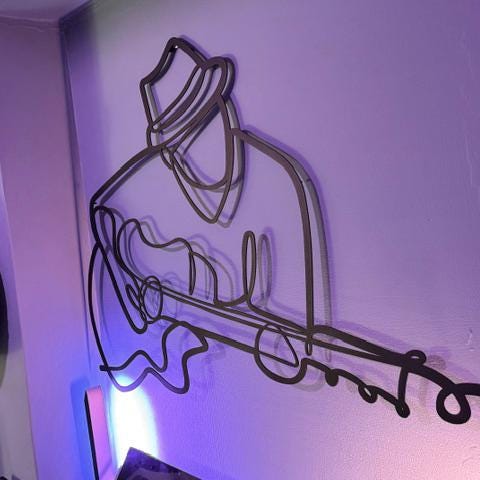 Guitar Metal Line Wall Art, Line Art Metal Guitarist, Musicians Lovers Gift, Rock n Roll Metal Art, Music Room Decor, Valentine's Day Gift