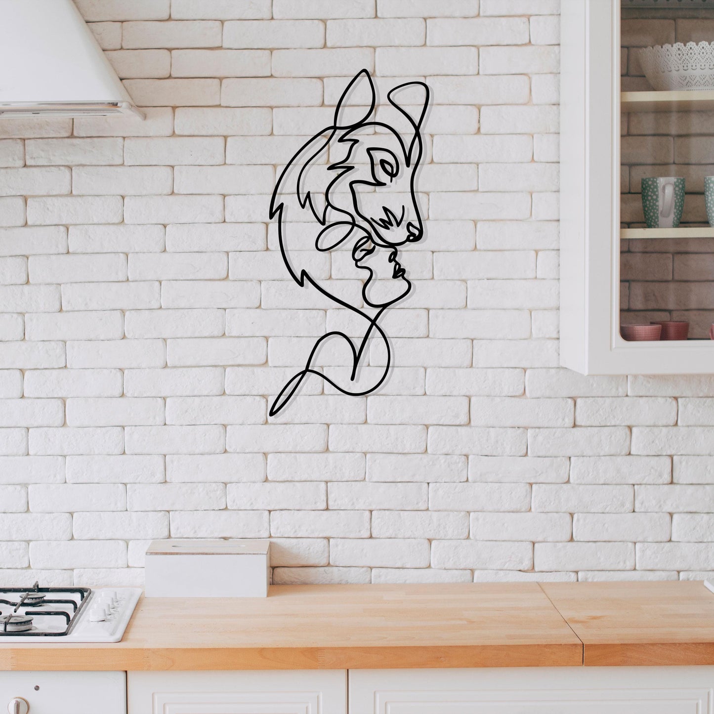 Husky Lovers Metal Line Art, Husky Woman Metal Wall Decor, Husky Lovers Gift, Housewarming Gift, Husky Home Metal Line Wall Decor