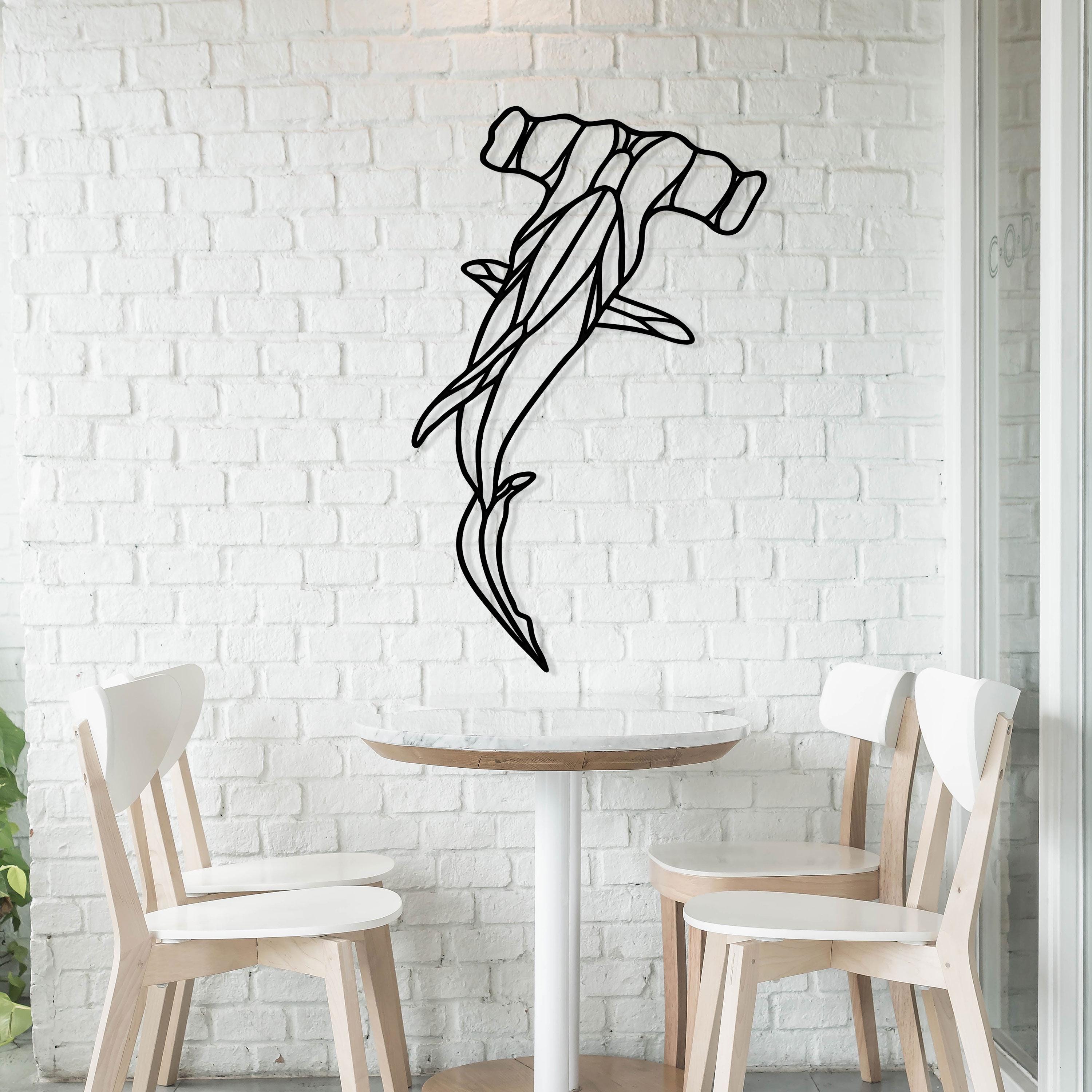 Hammerhead Shark Metal Line Art - Ocean Home Wall Decor - Sea Life Lovers Gift