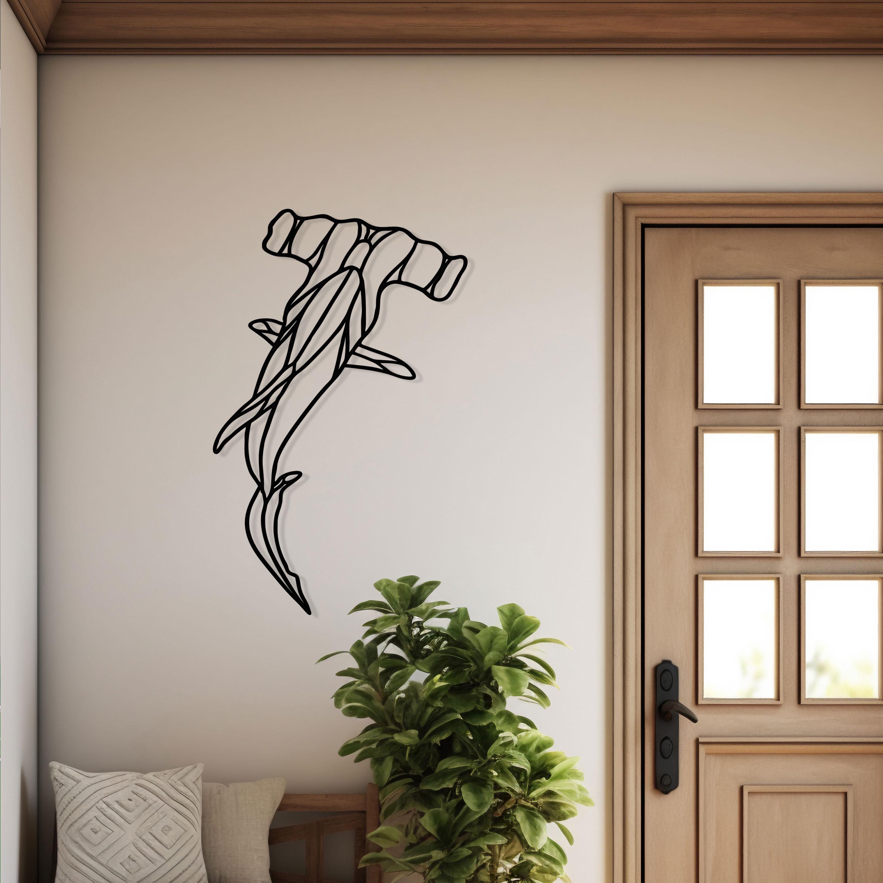 Hammerhead Shark Metal Line Art - Ocean Home Wall Decor - Sea Life Lovers Gift