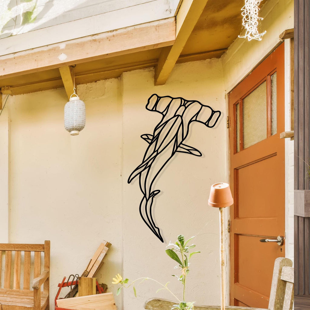 Hammerhead Shark Metal Line Art - Ocean Home Wall Decor - Sea Life Lovers Gift