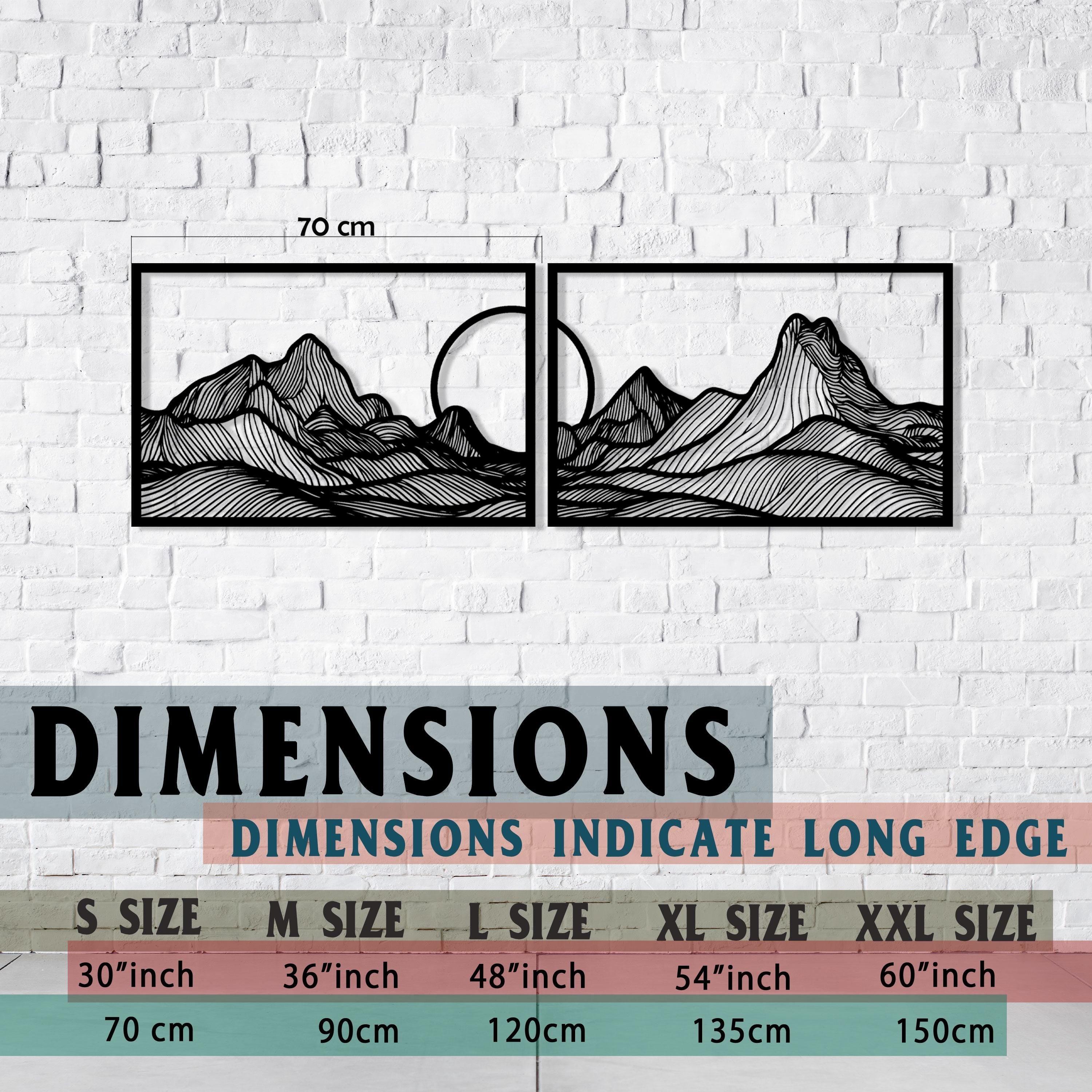 Modern Mountain Metal Wall Line Art - Minimalist Metal Home Decor - Unique Birthday Gift