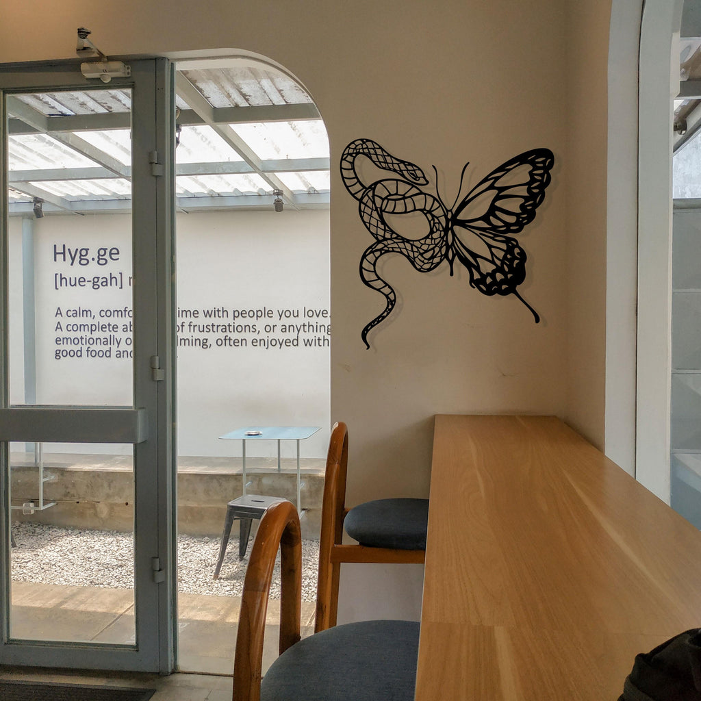 Snake and Butterfly Metal Wall Art - Nature Home Decor - Unique Birthday Gift