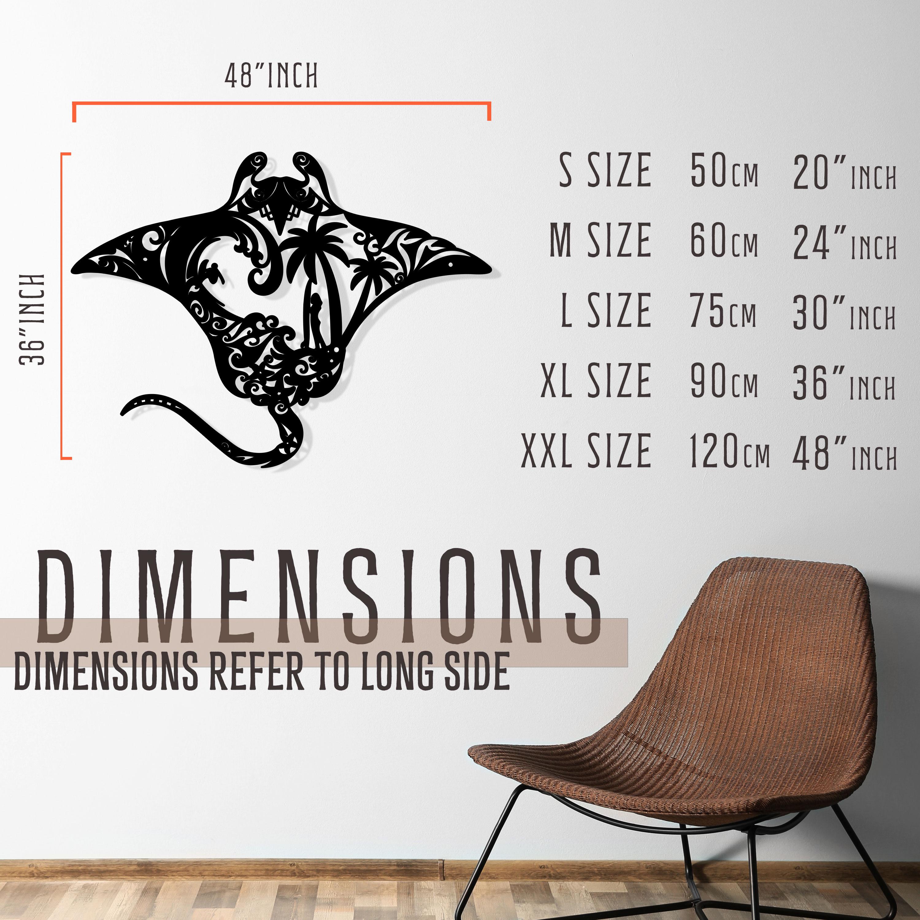 Manta Ray Metal Wall Art - Tropical Beach House Decor - Unique Beach Bar Sign