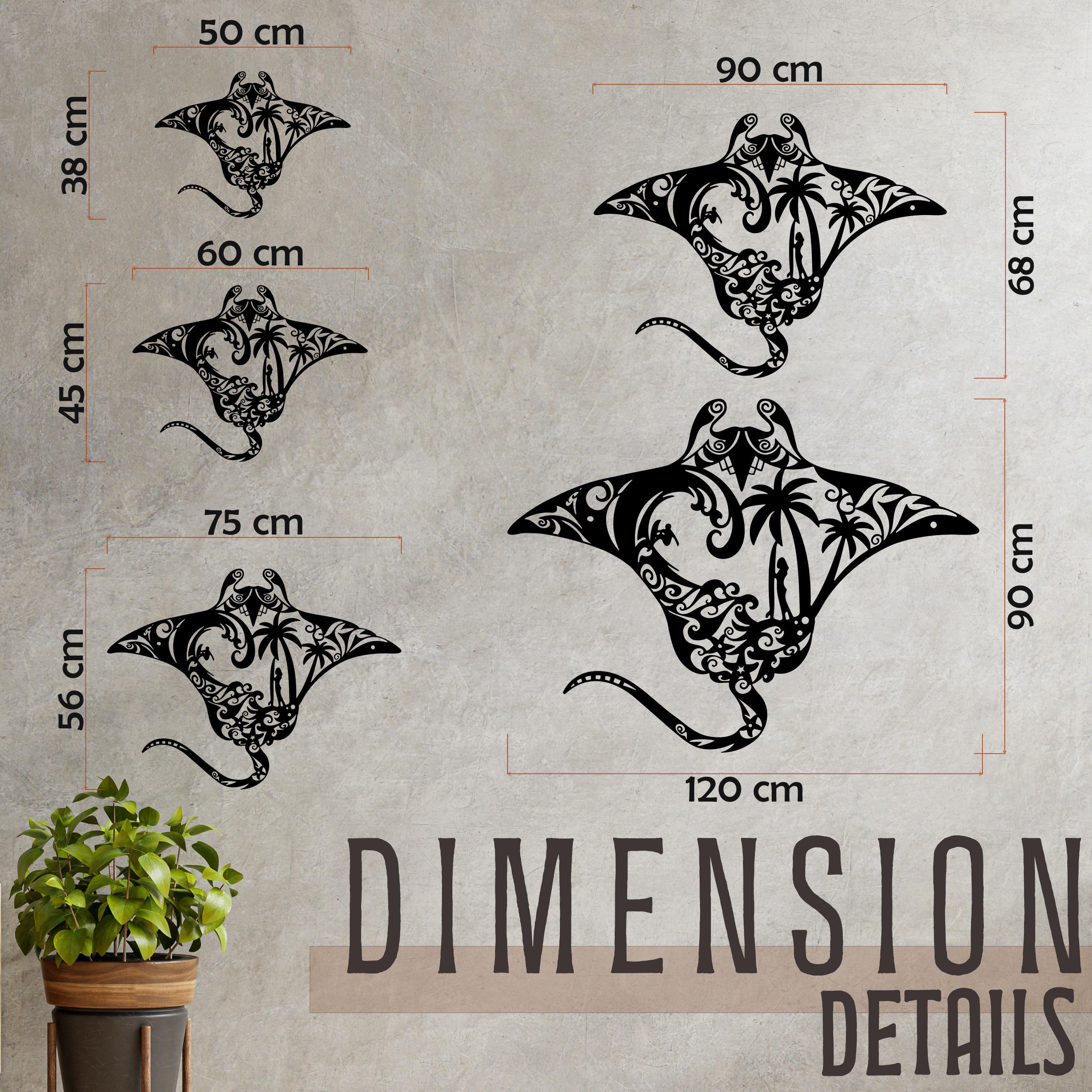 Manta Ray Metal Wall Art - Tropical Beach House Decor - Unique Beach Bar Sign