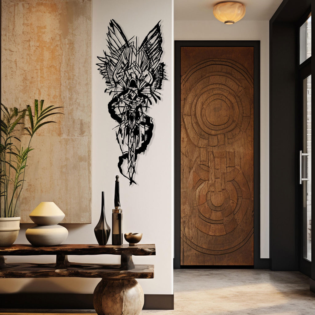 Angel Devil Abstract Metal Wall Art: Modern Fantasy Decor
