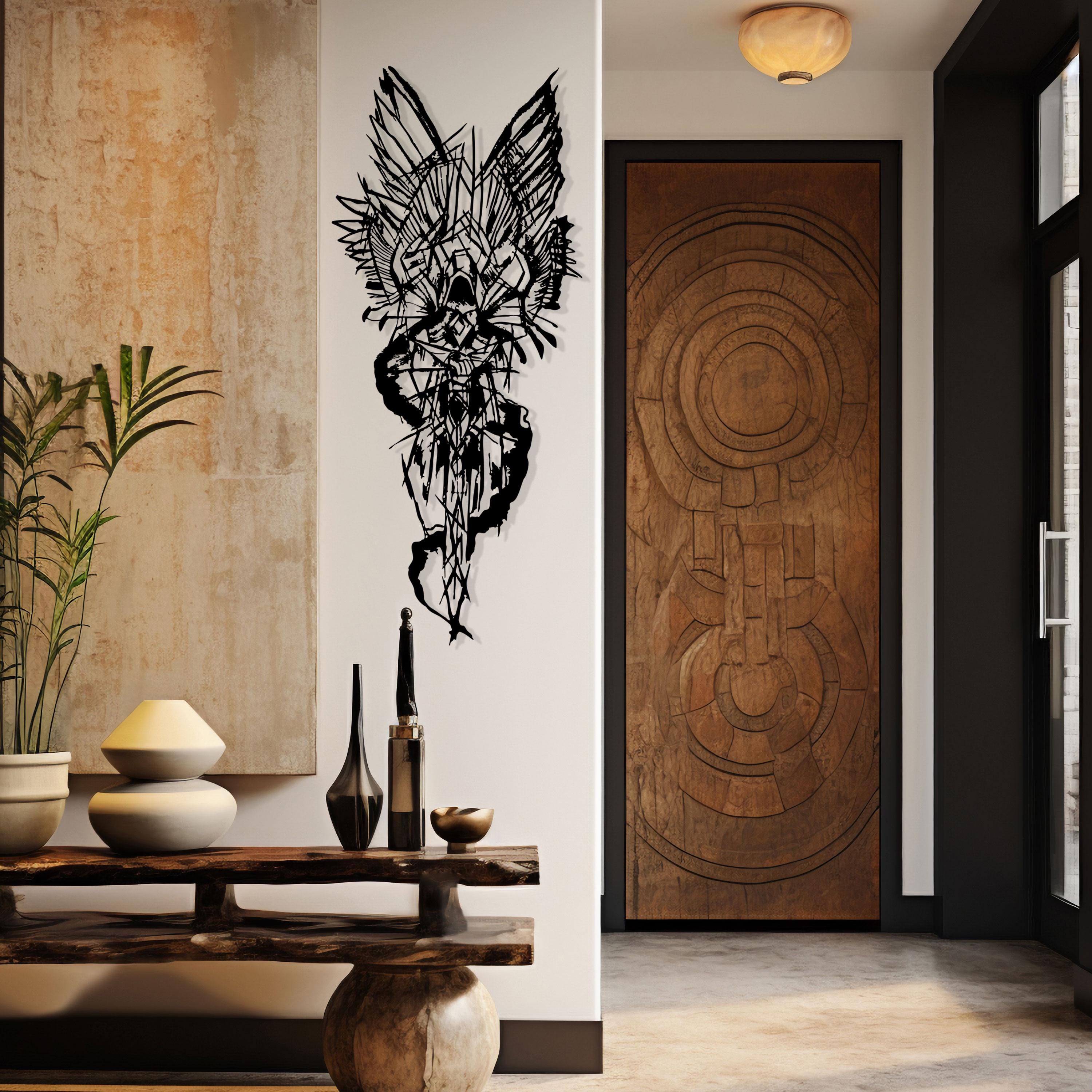 Angel Devil Abstract Metal Wall Art: Modern Fantasy Decor