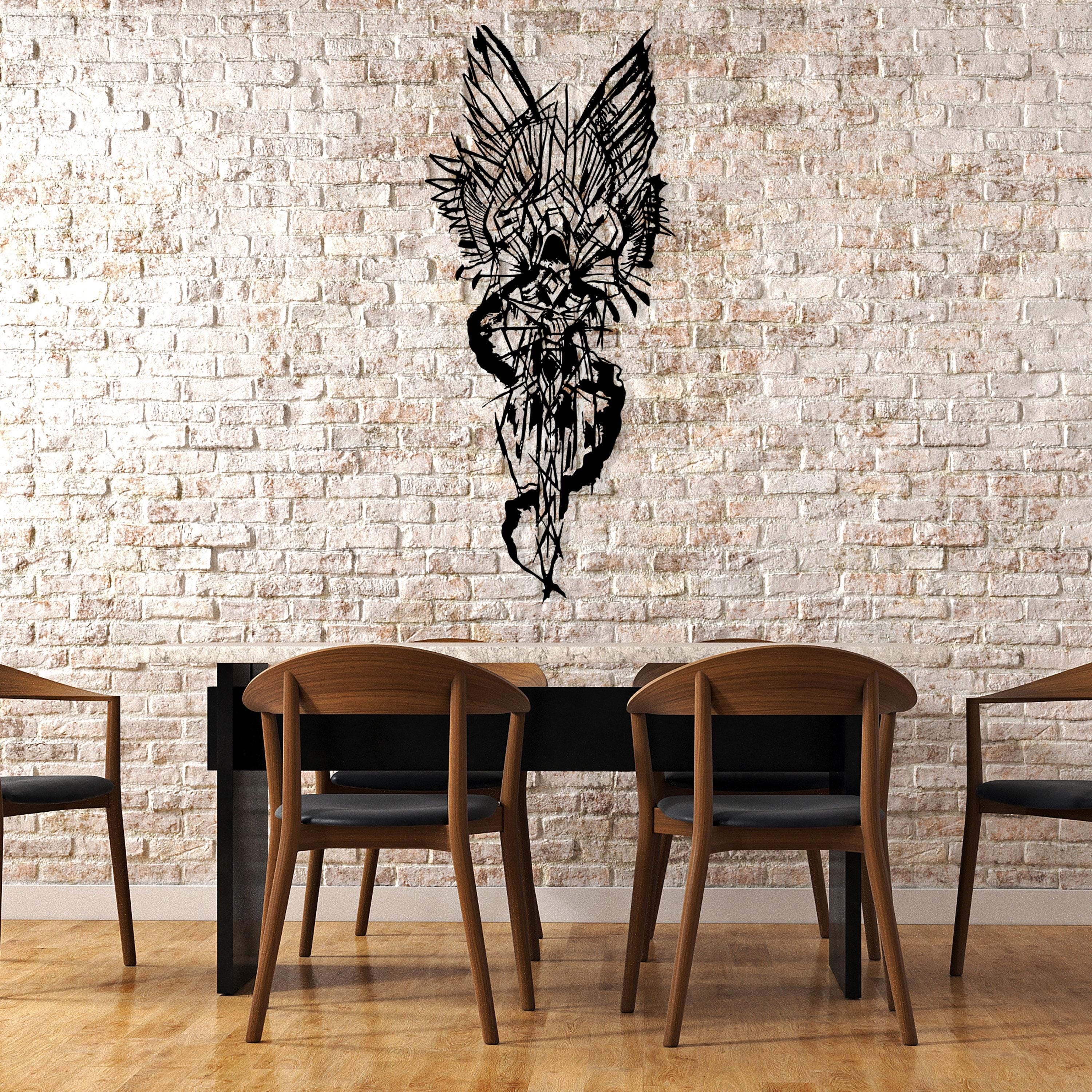 Angel Devil Abstract Metal Wall Art: Modern Fantasy Decor
