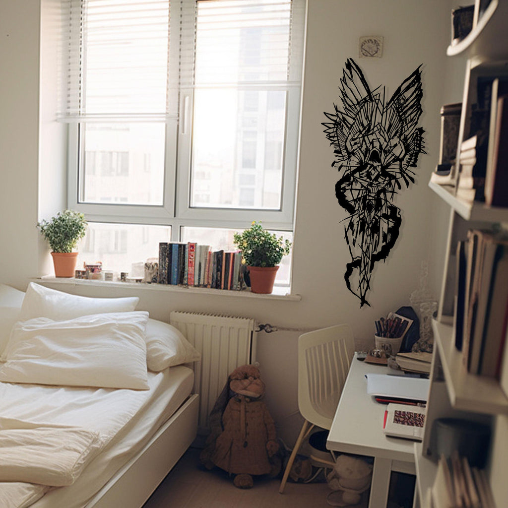 Angel Devil Abstract Metal Wall Art: Modern Fantasy Decor