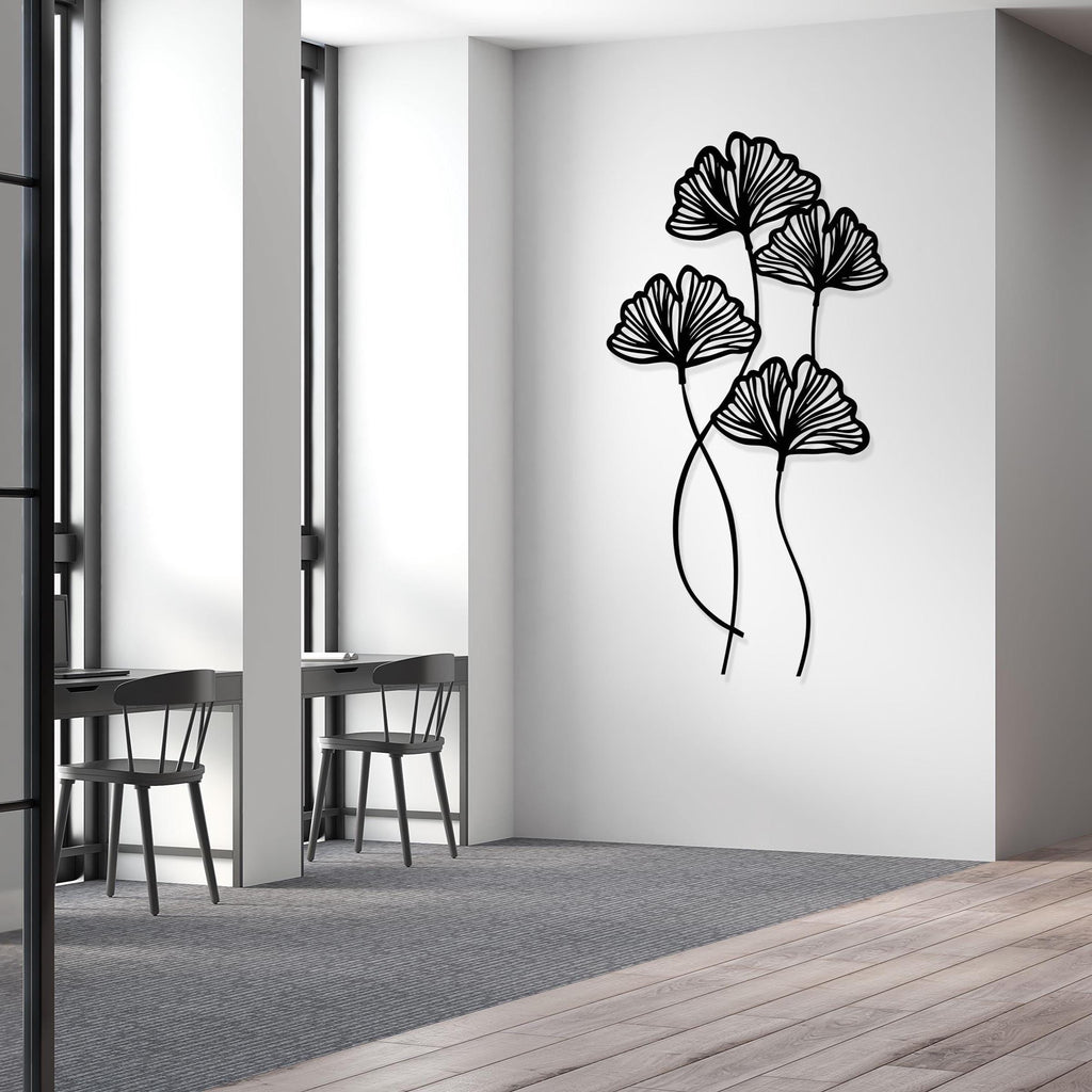 Poppy Flowers Metal Wall Art - Modern Floral Home Decor - Porch Metal Sign
