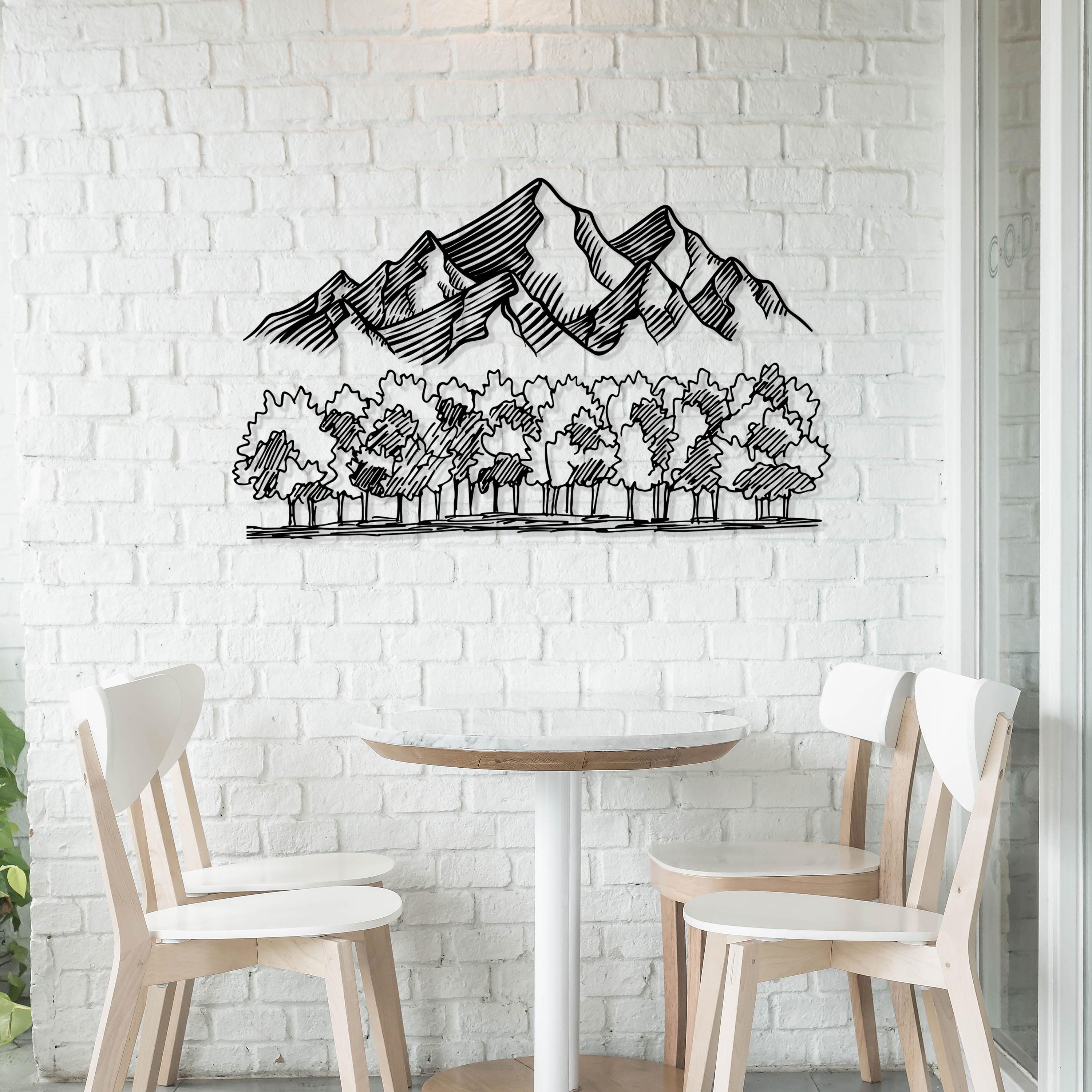 Mountain Forest Metal Wall Art - Nature Inspired Rustic Home Decor - Unique Birthday Gift