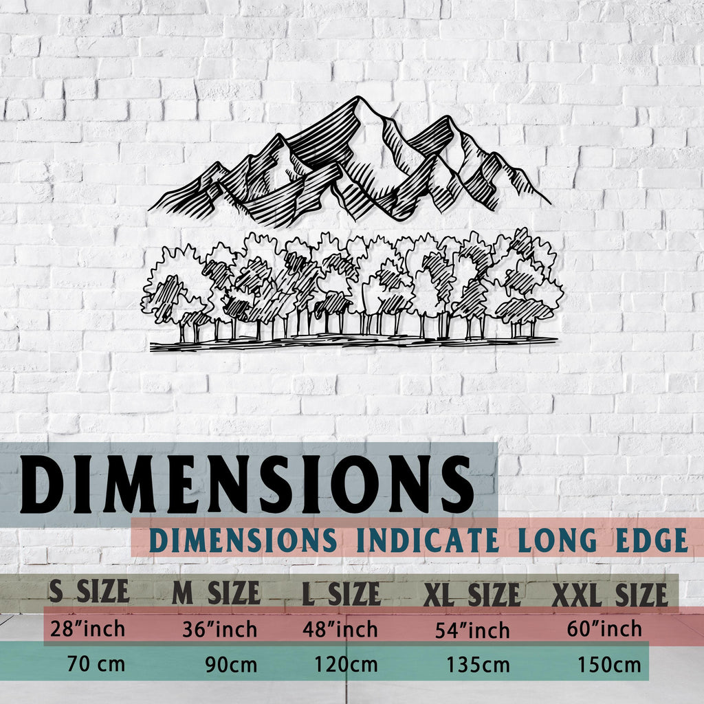 Mountain Forest Metal Wall Art - Nature Inspired Rustic Home Decor - Unique Birthday Gift