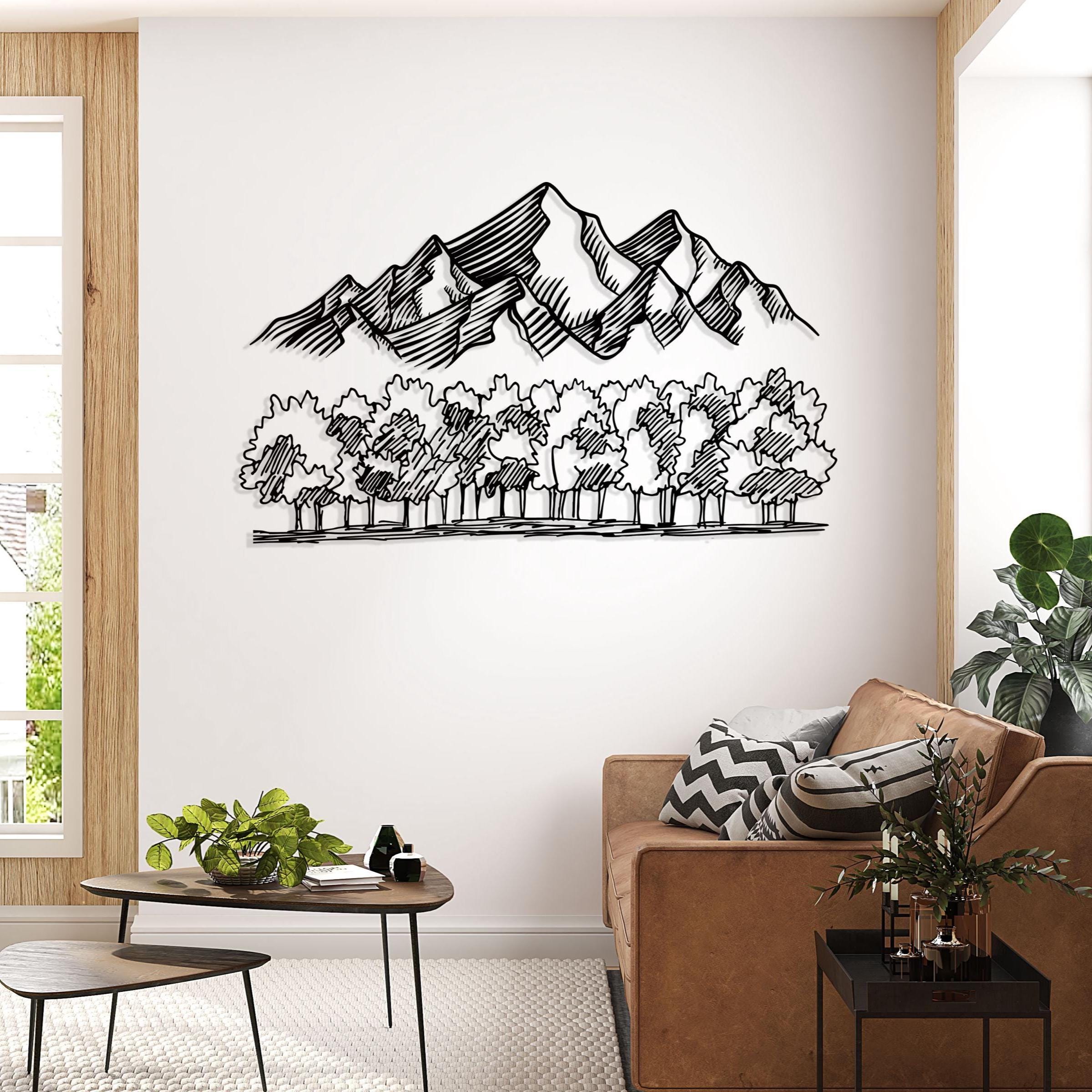 Mountain Forest Metal Wall Art - Nature Inspired Rustic Home Decor - Unique Birthday Gift