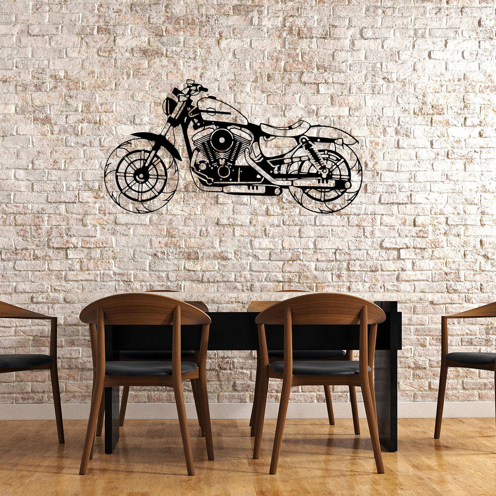 Harley Motorcycle Metal Wall Art - Man Cave Motor Bar Sign - Iconic Garage Decor