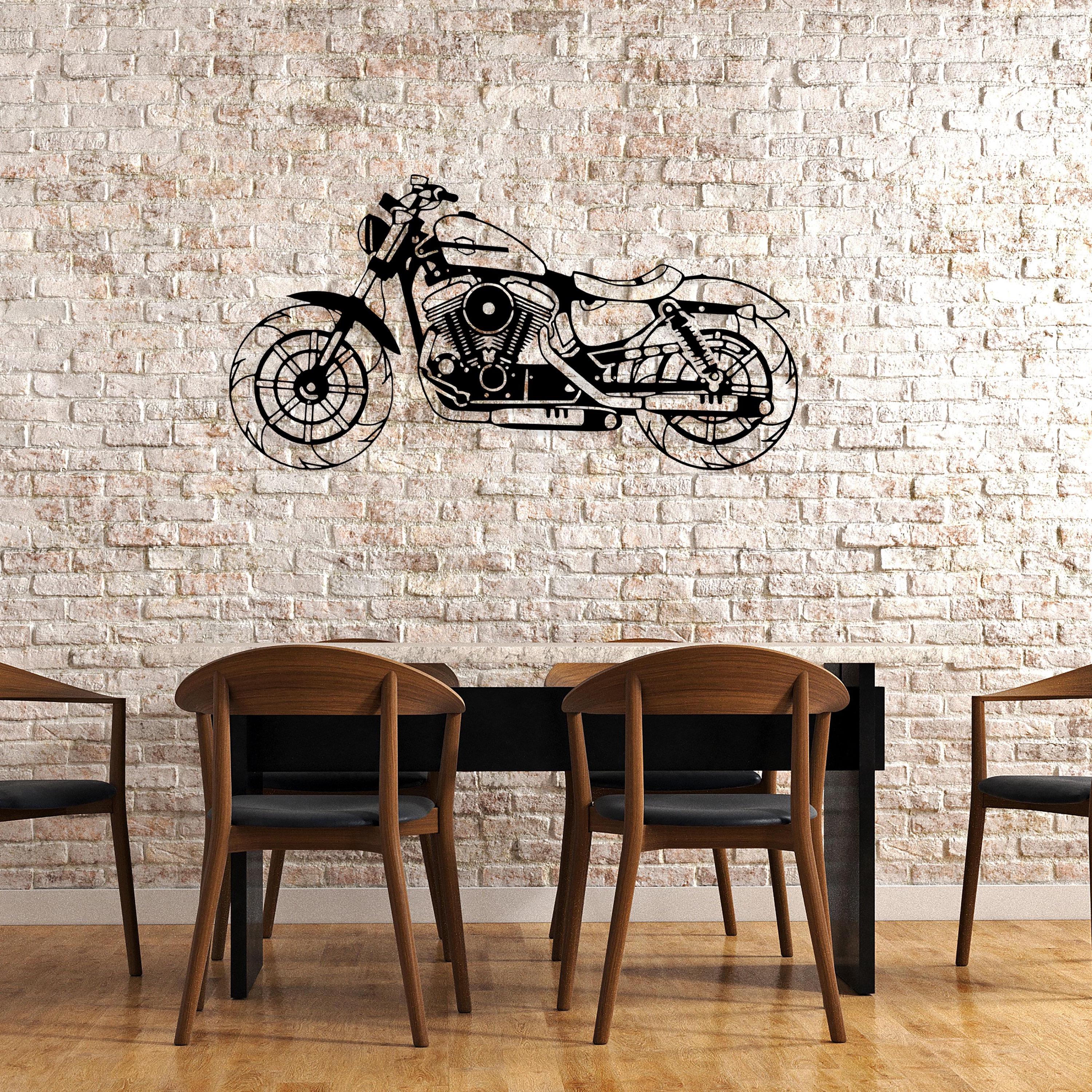 Harley Motorcycle Metal Wall Art - Man Cave Motor Bar Sign - Iconic Garage Decor