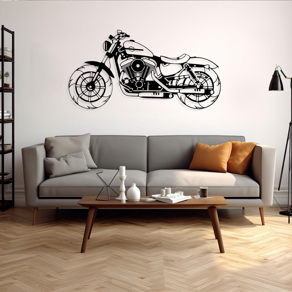 Harley Motorcycle Metal Wall Art - Man Cave Motor Bar Sign - Iconic Garage Decor