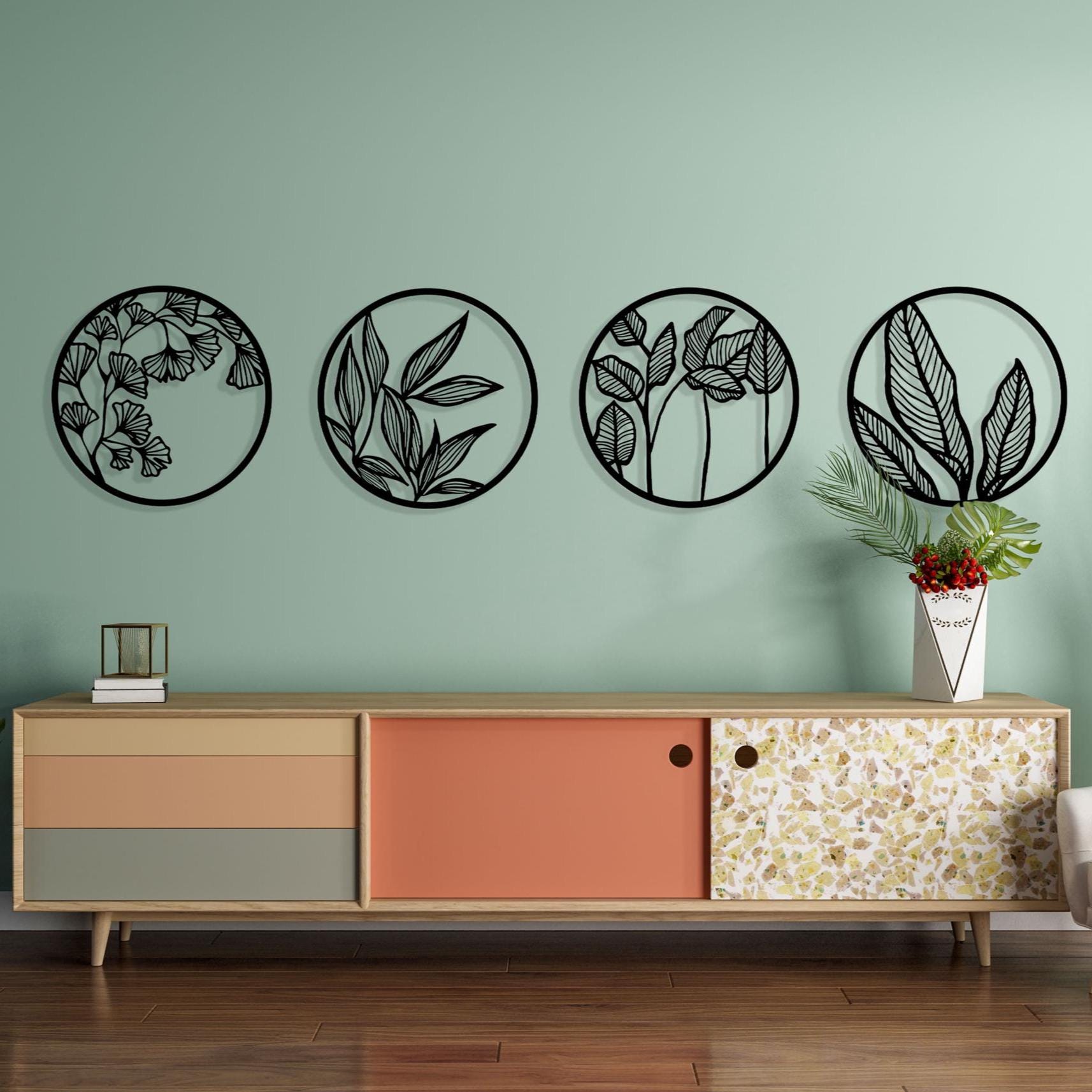 Botanical Metal Wall Art - Minimalist Leaf Design Home Decor - Unique Birthday Gift