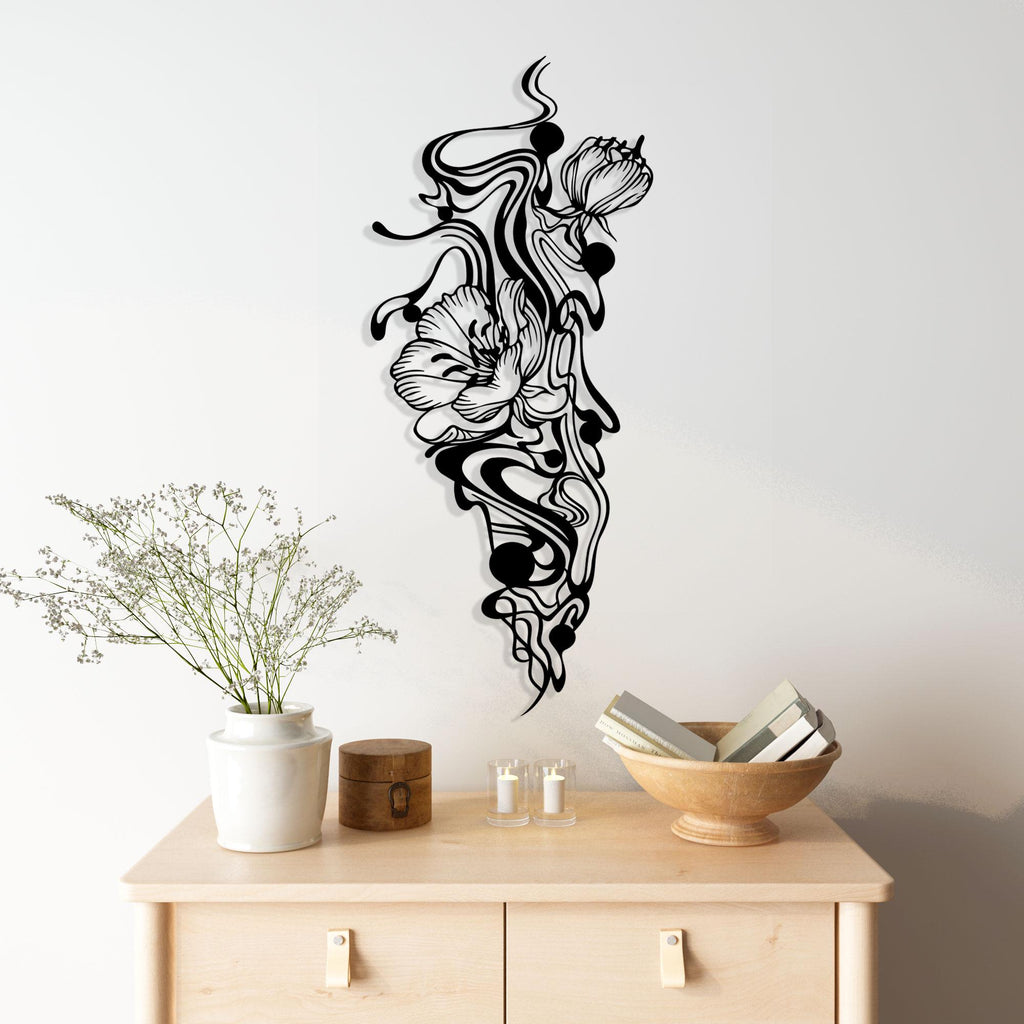 Floral Abstract Metal Wall Art - Modern Botanical Home Decor - Unique Birthday Gift