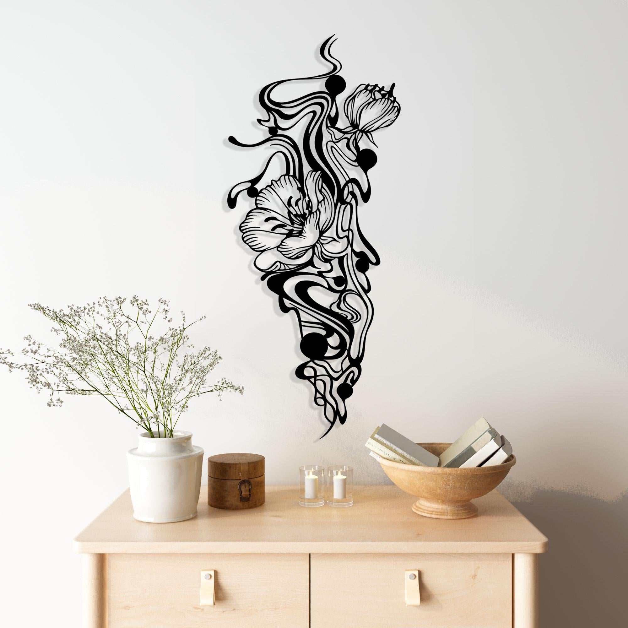 Floral Abstract Metal Wall Art - Modern Botanical Home Decor - Unique Birthday Gift